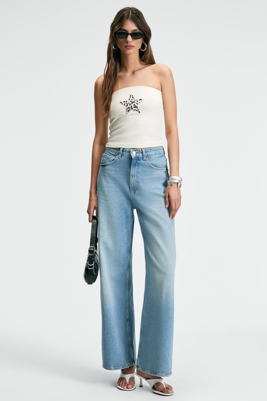 TIRAE Kadın Straplez Önü Baskılı Slim Ekru Büstiyer