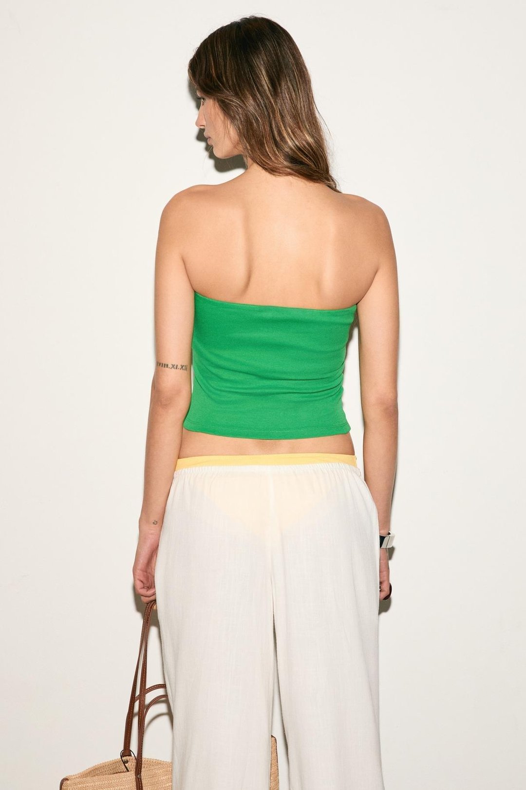 TIRAE Kadın Straplez Önü Baskılı Slim Yeşil Büstiyer