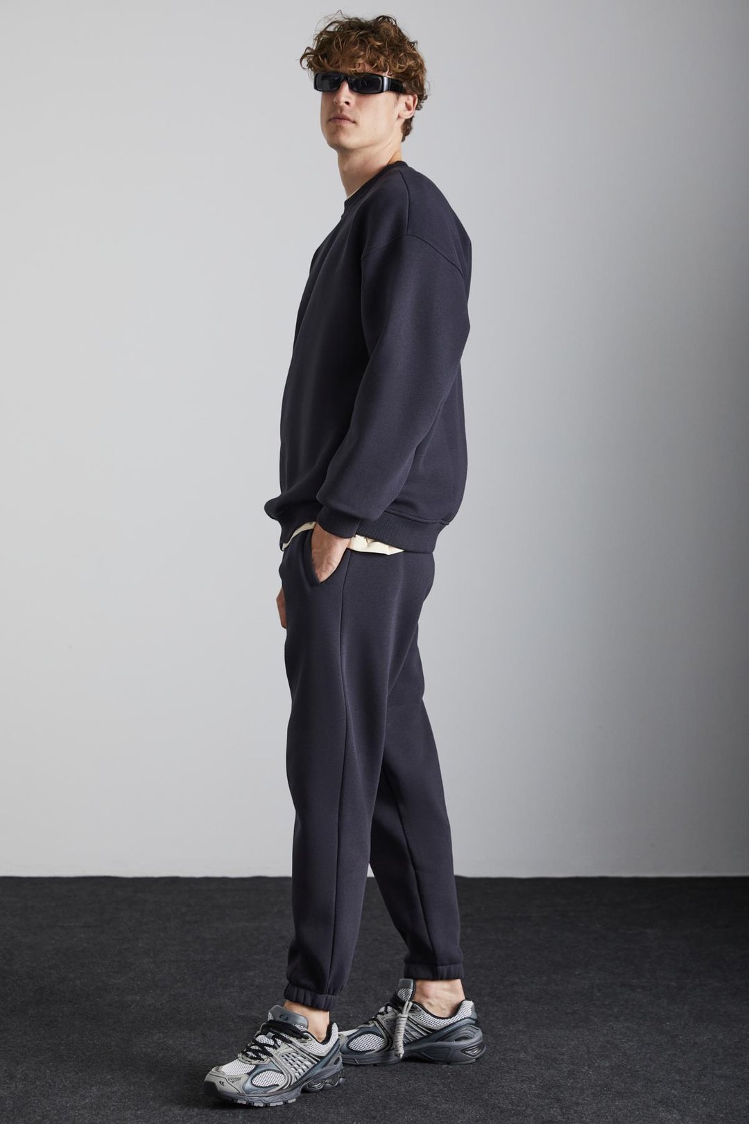 TOKYO Relaxed Oversize Antrasit Tekli Sweatshirt