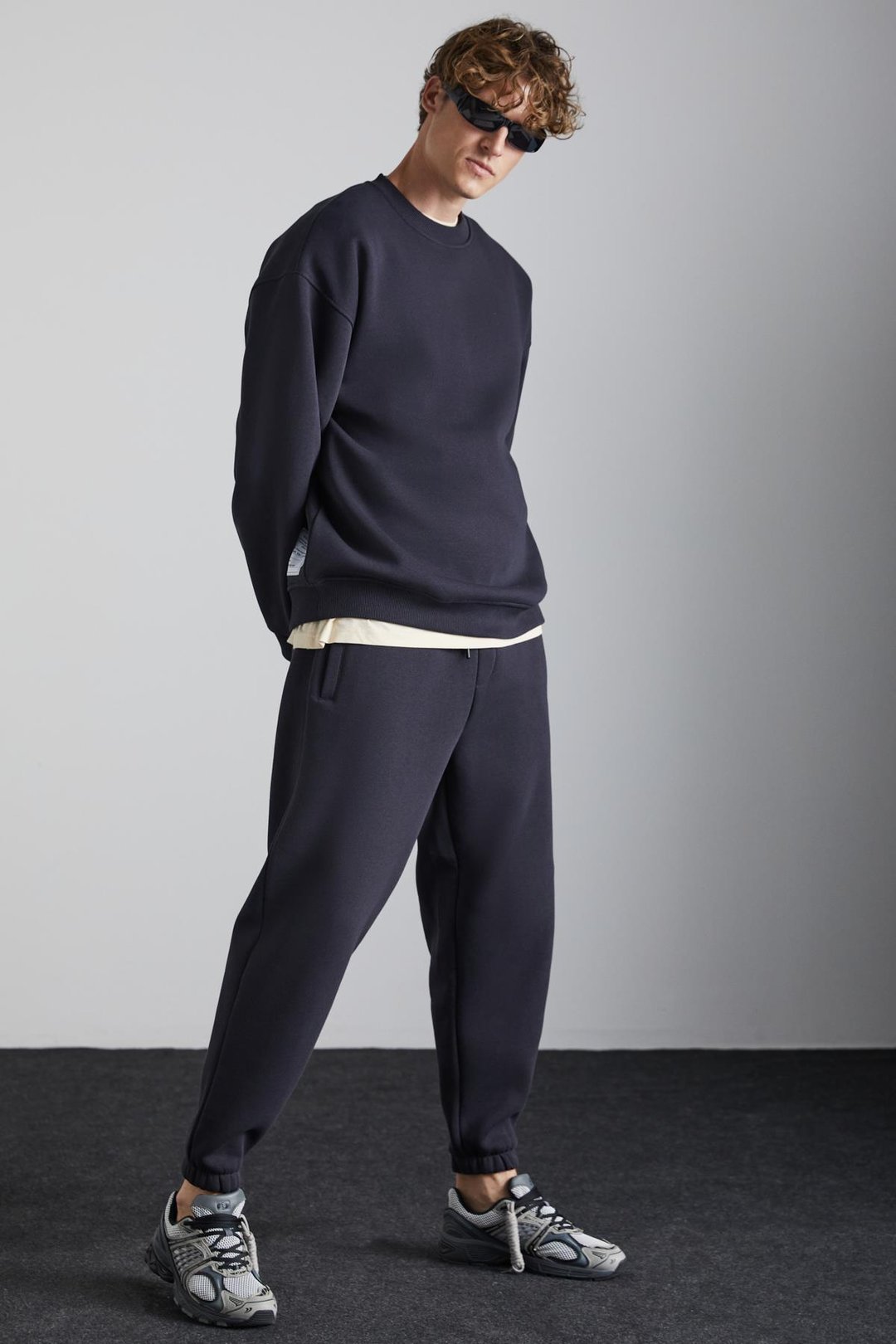 TOKYO Relaxed Oversize Antrasit Tekli Sweatshirt