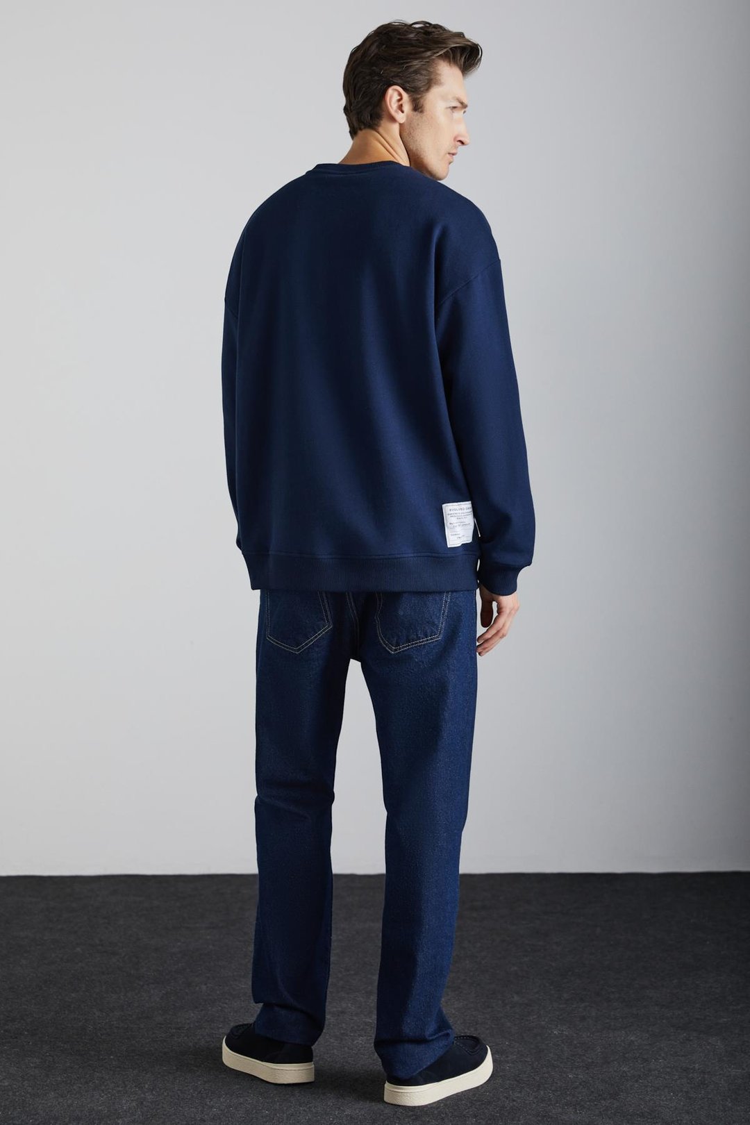 TOKYO Relaxed Oversize Lacivert Tekli Sweatshirt
