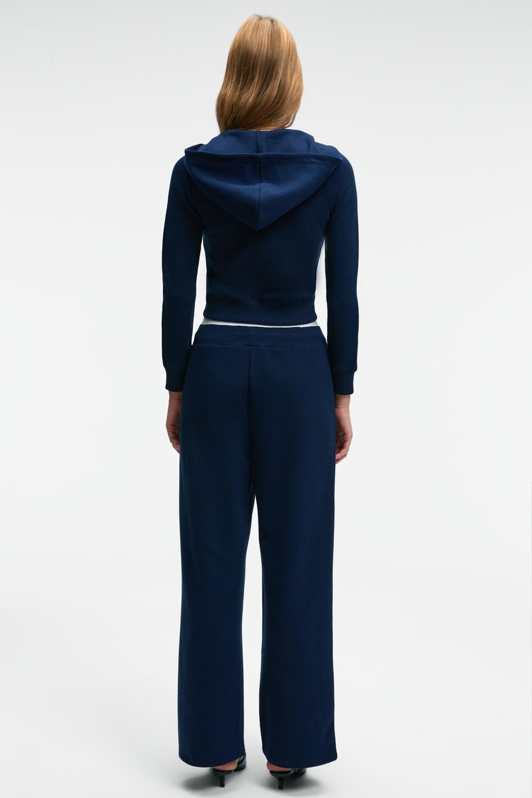 TOVELLE Kadın Beli Ekstra Lastikli Çift Cepli Geniş Paçalı Lacivert Eşofman Altı