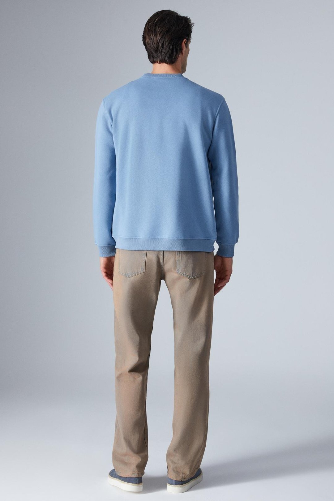 TRAVIS Erkek Organik Kumaşlı Yumuşacık Regular Fit Yuvarlak Yakalı Koyu Mavi Sweatshirt