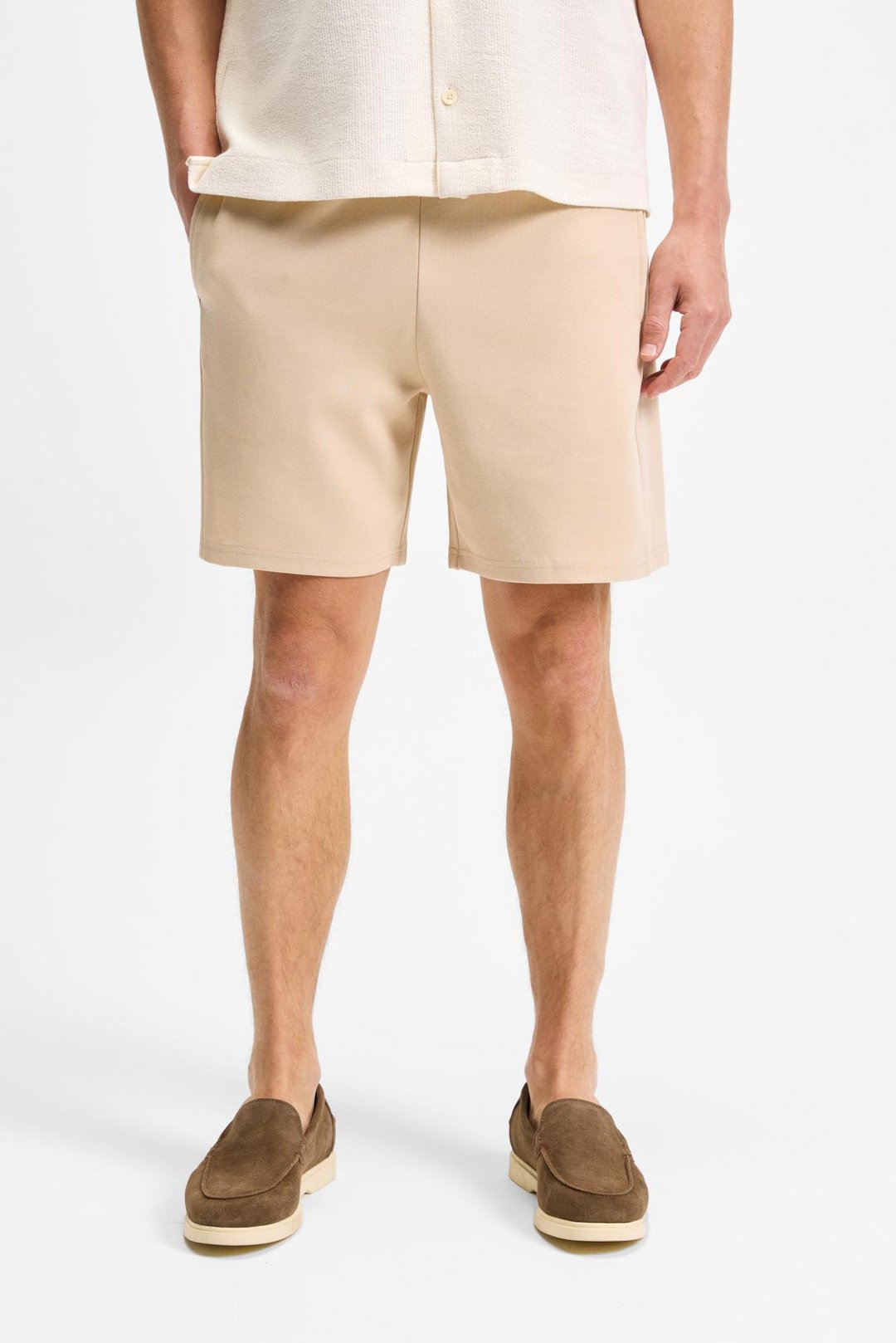 TYRONE Erkek Beli Lastikli Arka Tek Cepli Relaxed Fit Bej Şort