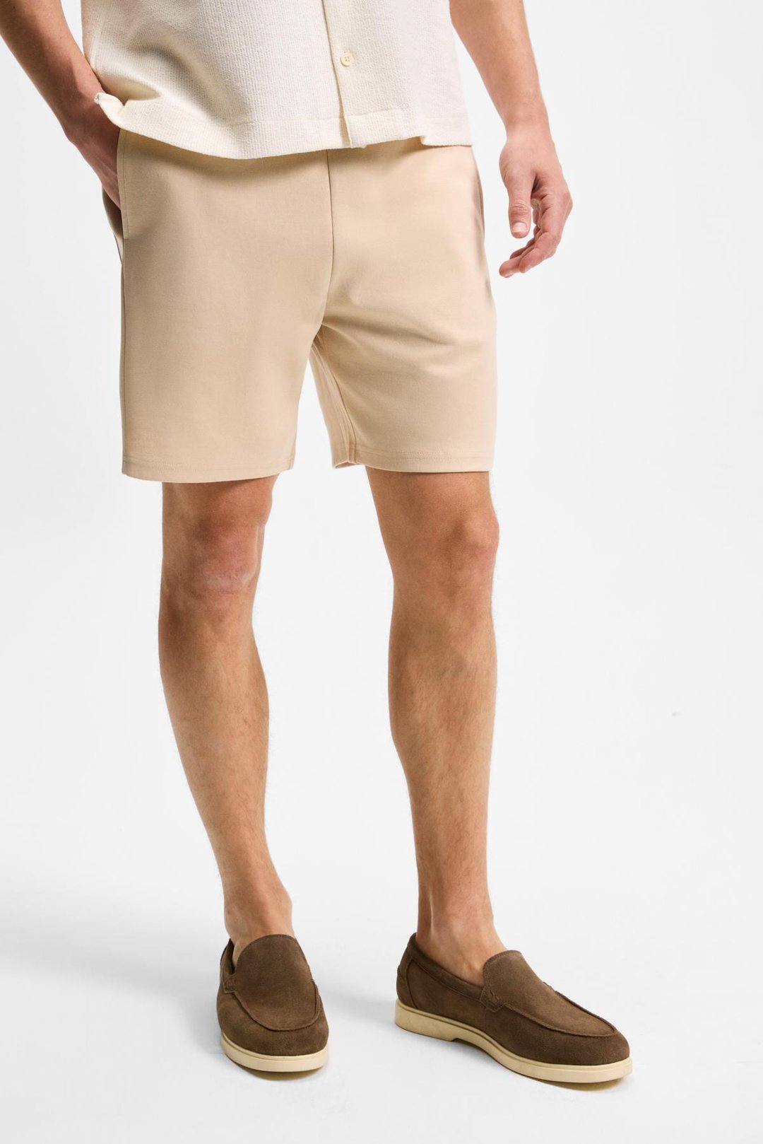 TYRONE Erkek Beli Lastikli Arka Tek Cepli Relaxed Fit Bej Şort