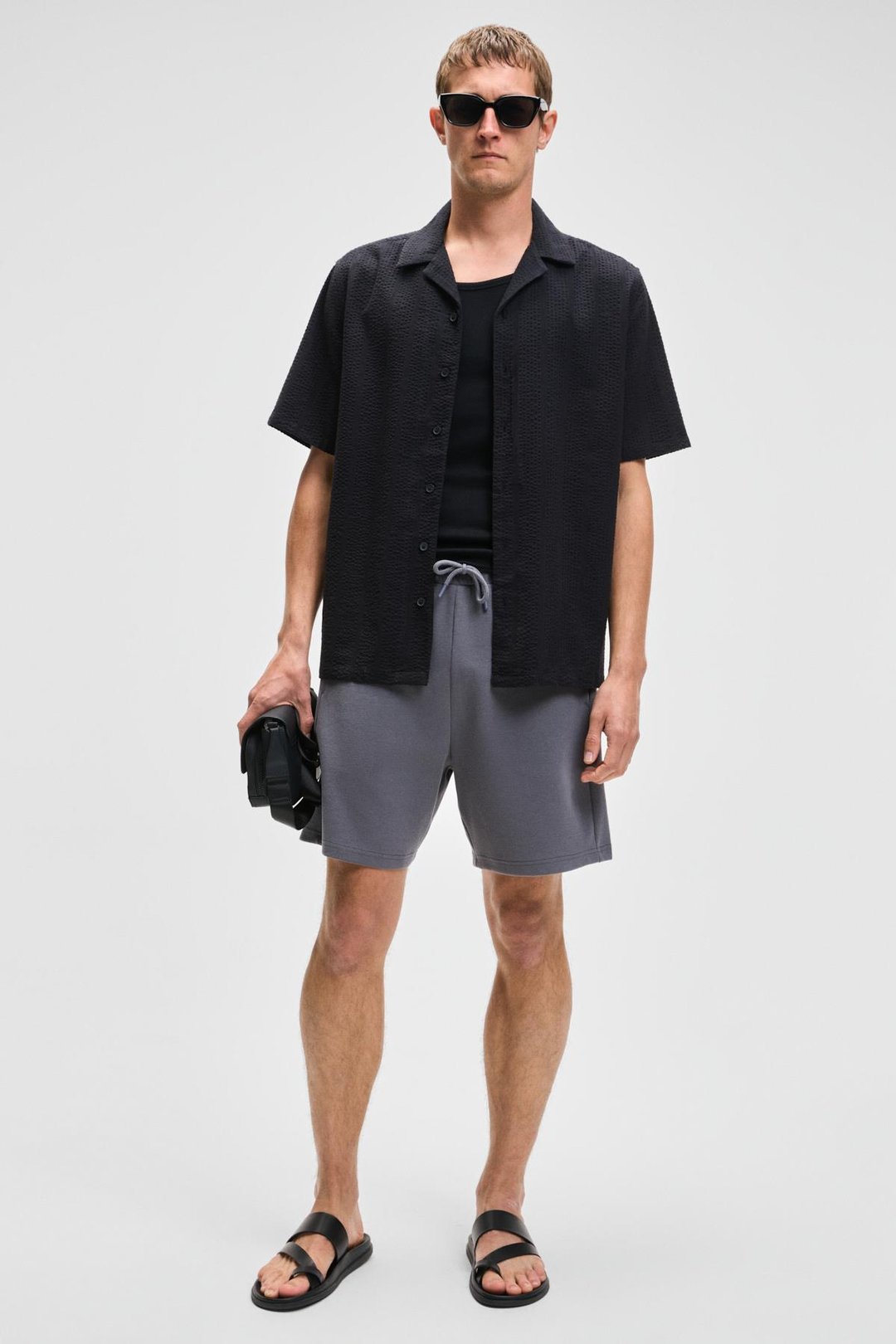 TYRONE Erkek Beli Lastikli Arka Tek Cepli Relaxed Fit Gri Şort