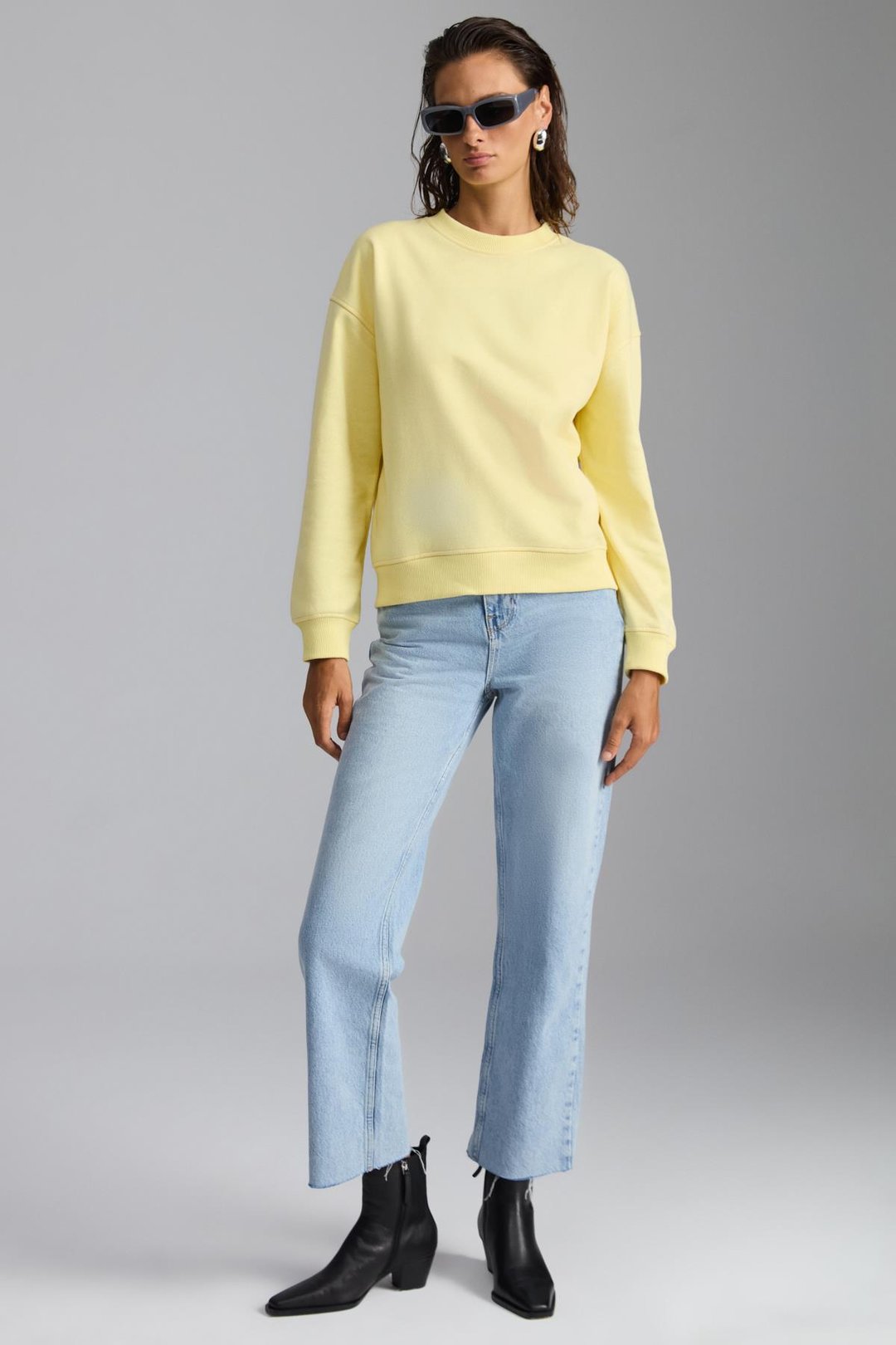 VANELTINA Relaxed Oversize Sarı Tekli Sweatshirt