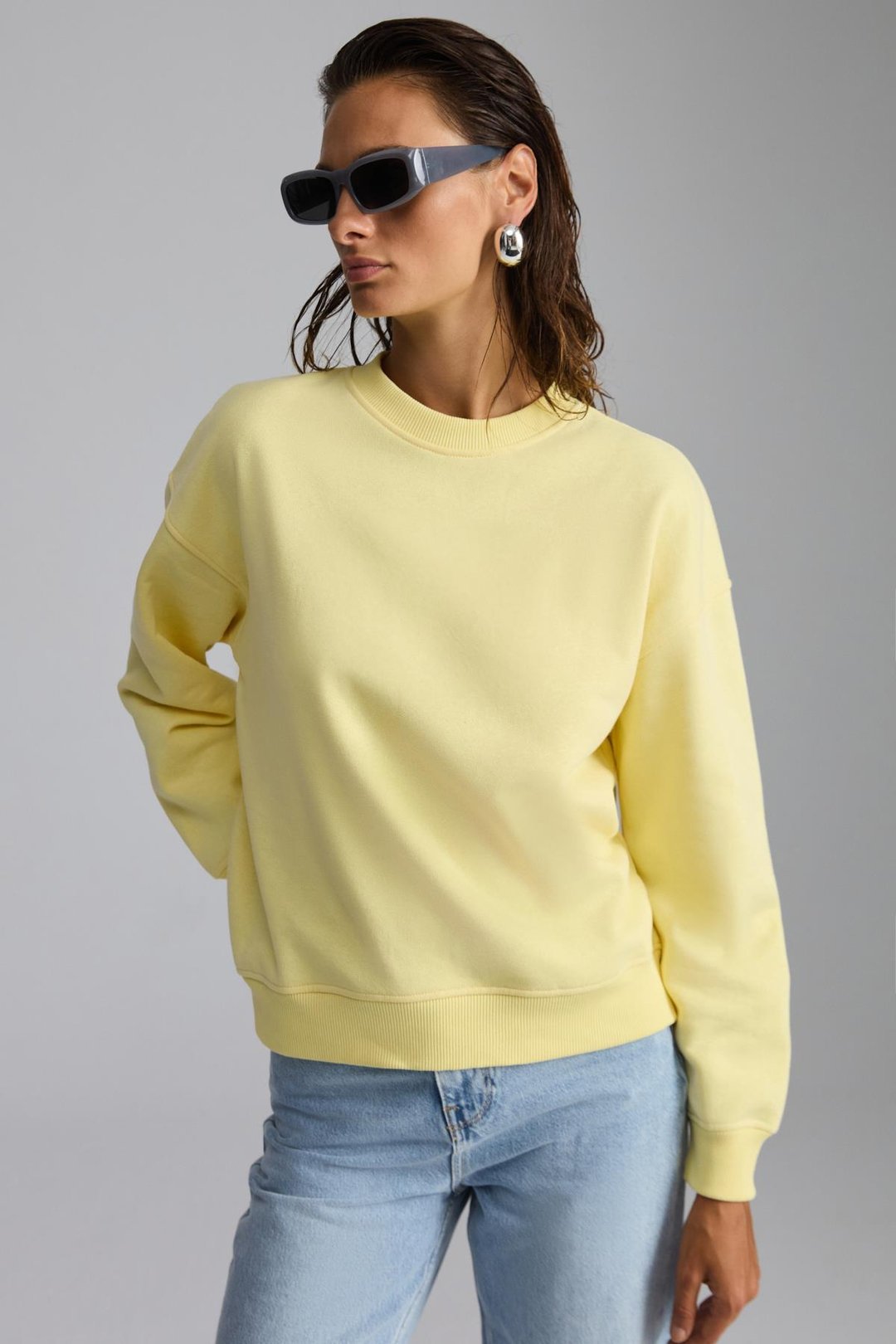 VANELTINA Relaxed Oversize Sarı Tekli Sweatshirt