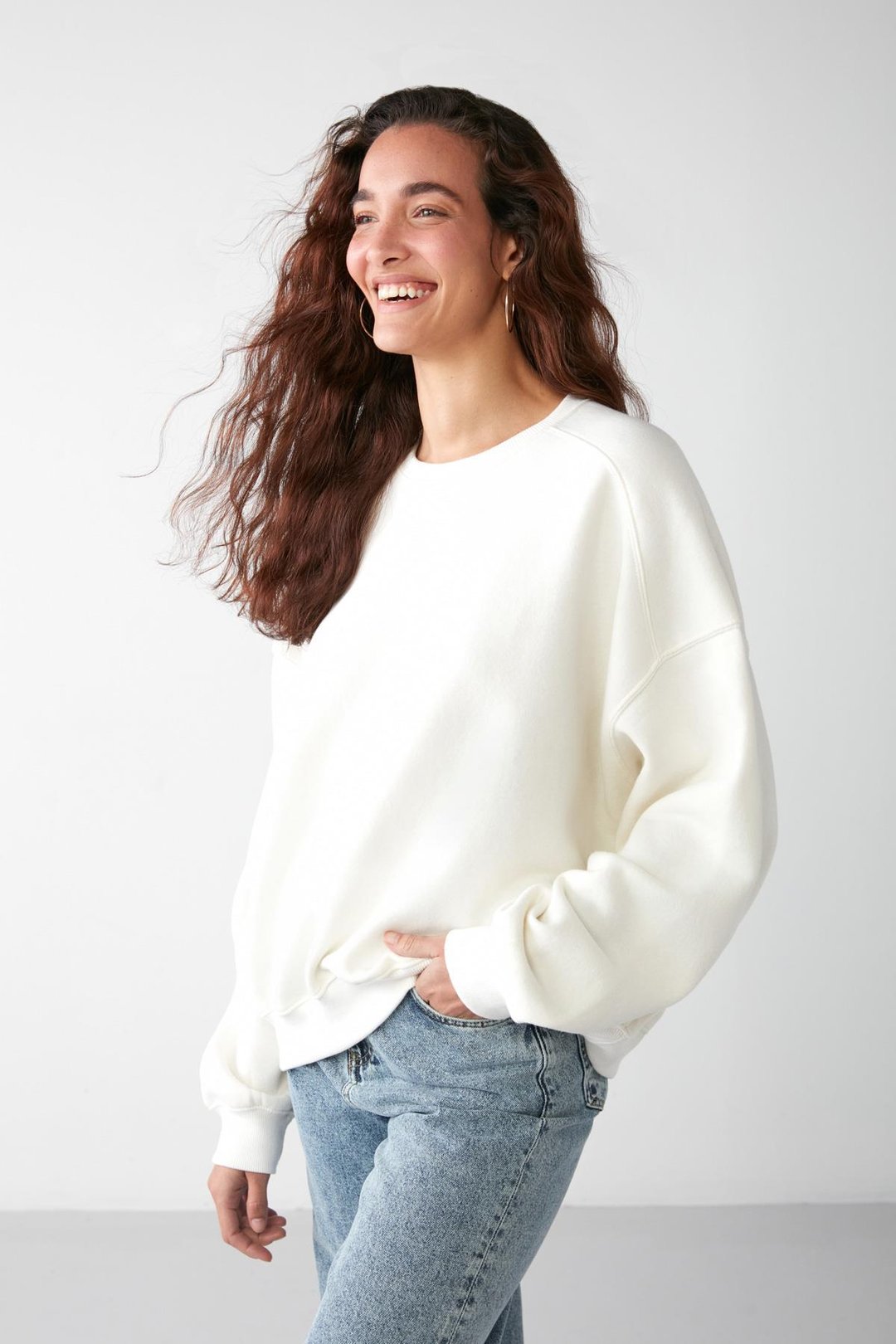 VANELTINA Relaxed Oversize Vanilya Tekli Sweatshirt