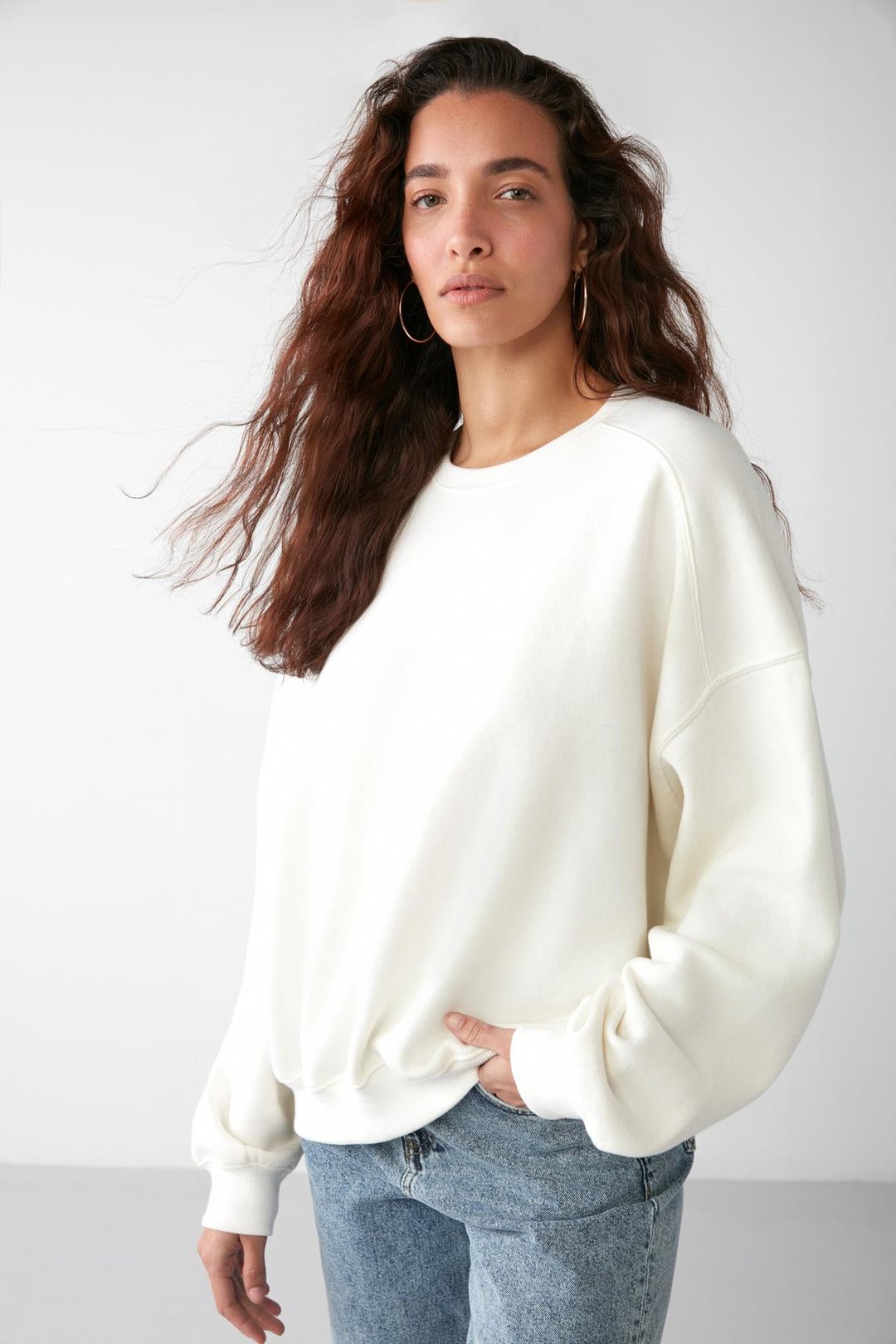 VANELTINA Relaxed Oversize Vanilya Tekli Sweatshirt