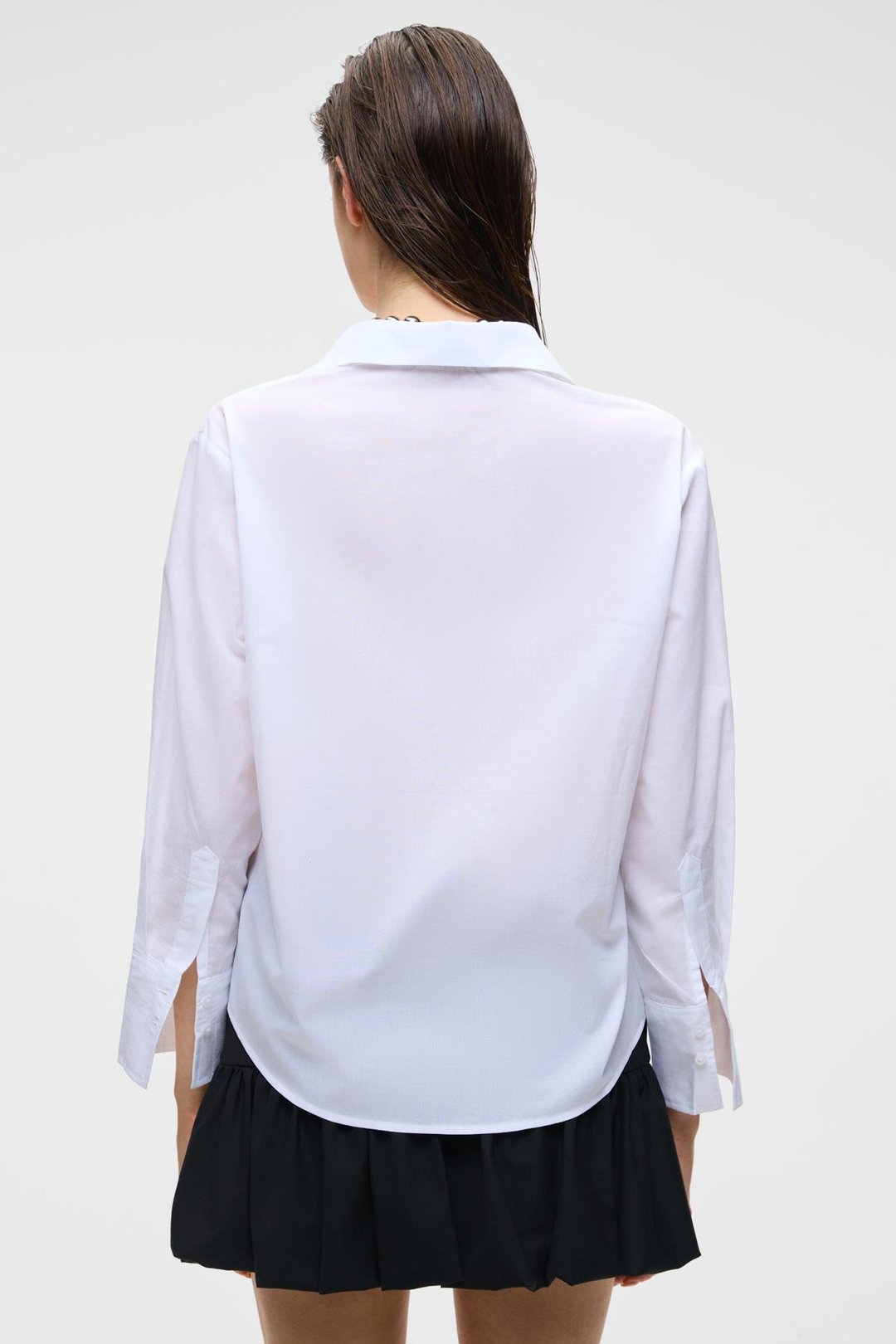 VARAZDIN Kadın Oversize Uzun Kollu %100 Pamuk Gömlek Yaka Uzun İnce Beyaz Gömlek