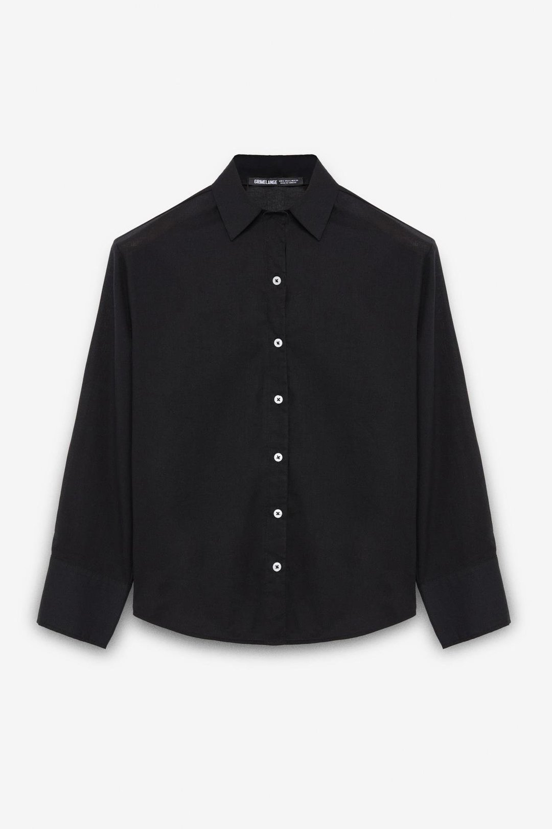 VARAZDIN Kadın Oversize Uzun Kollu %100 Pamuk Gömlek Yaka Uzun İnce Siyah Gömlek