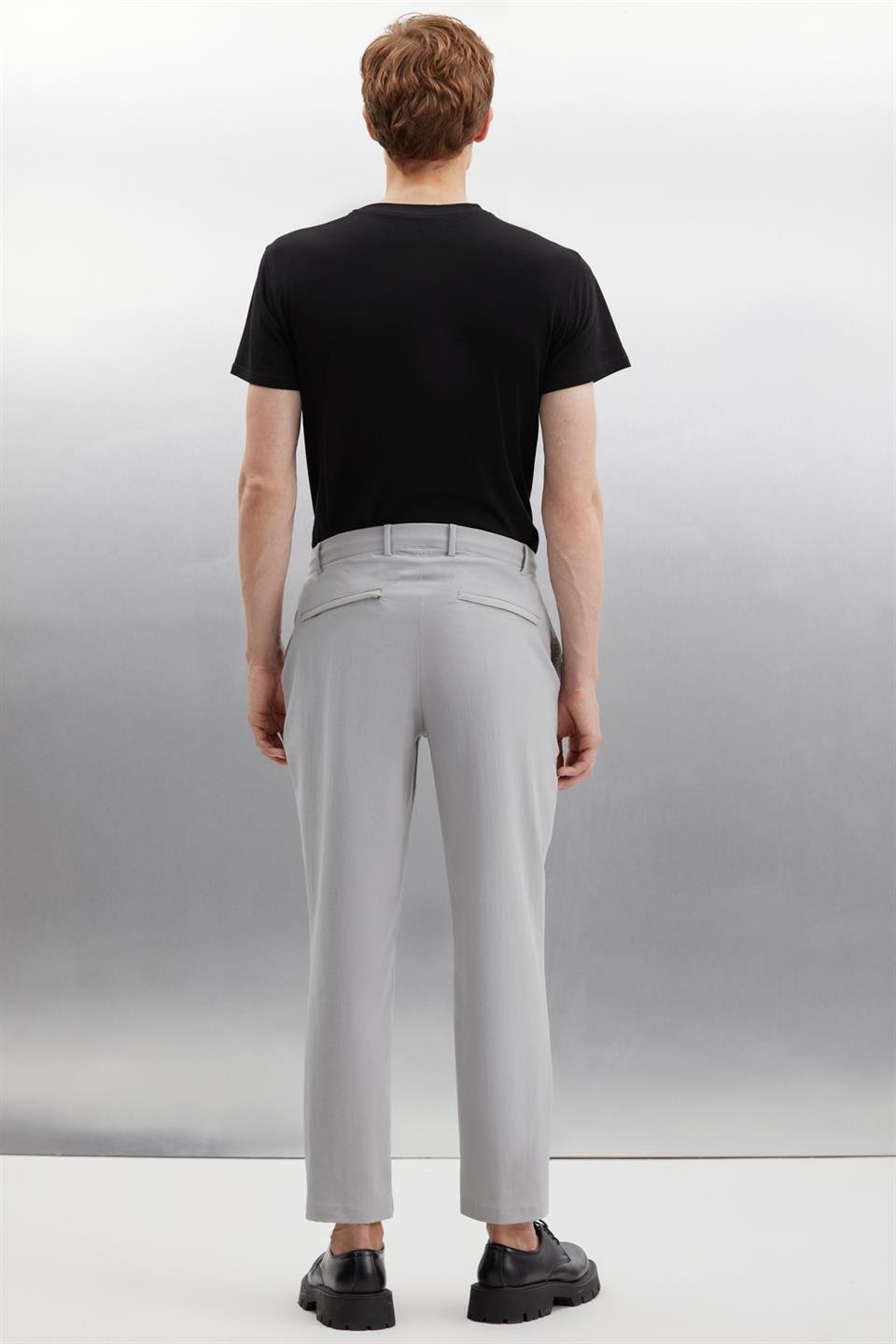 VASSEL  Regular Gri Tekli Pantolon
