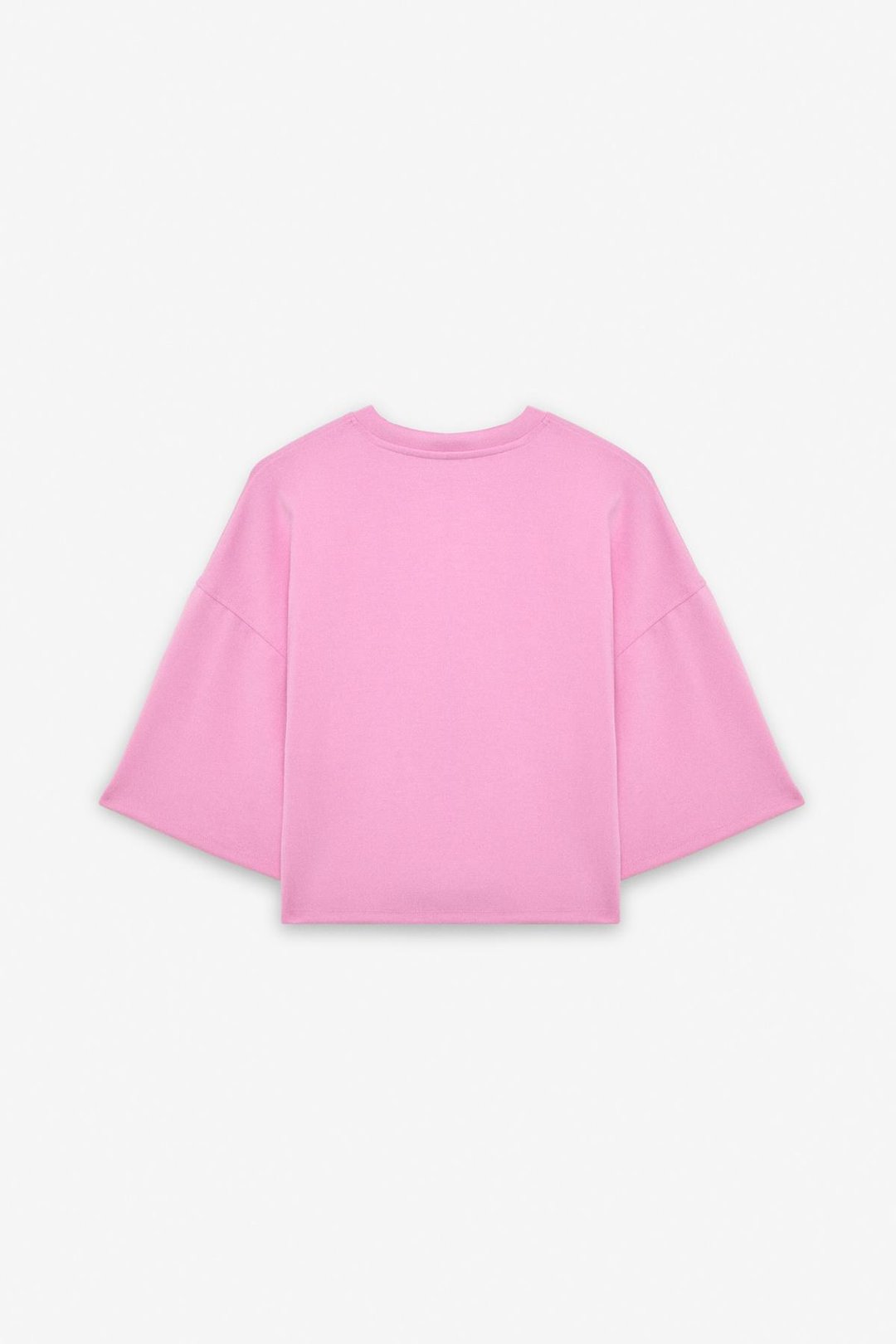 VELA Kadın Esnek Kumaşlı Bisiklet Yaka Oversize Fit Pembe T-Shirt