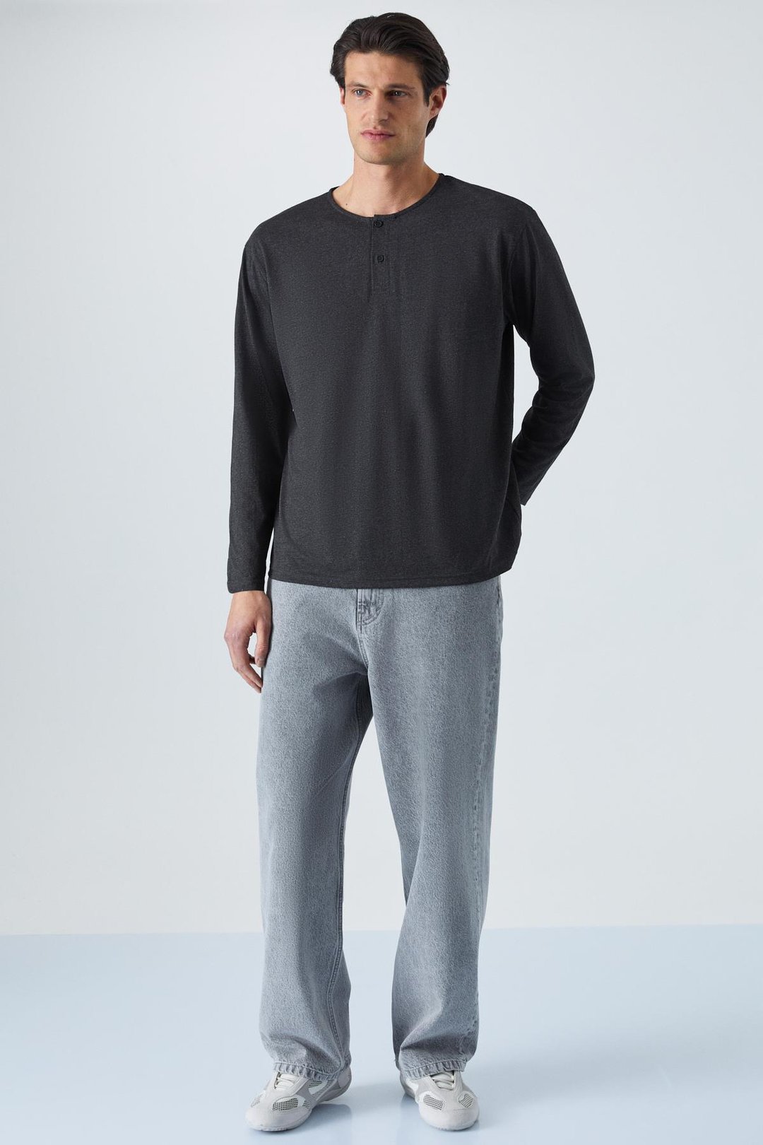 VENEZIA Erkek Özel Rustik Dokulu Antrasit Sweatshirt