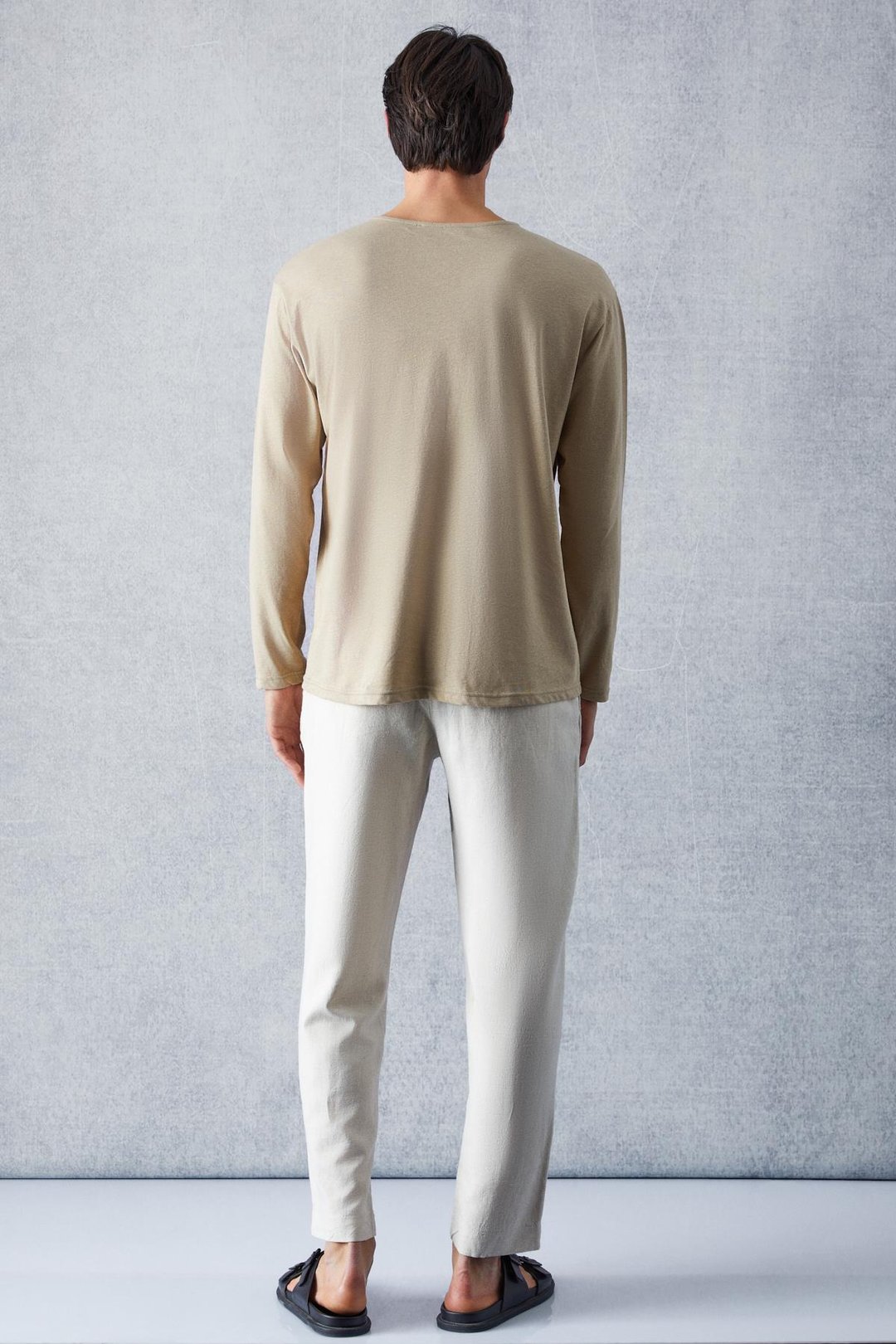 VENEZIA Erkek Özel Rustik Dokulu Bej Sweatshirt