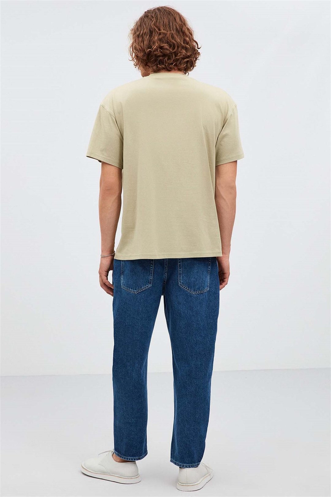 VİBE Erkek Relaxed Oversize Açık Haki Tekli T-Shirt