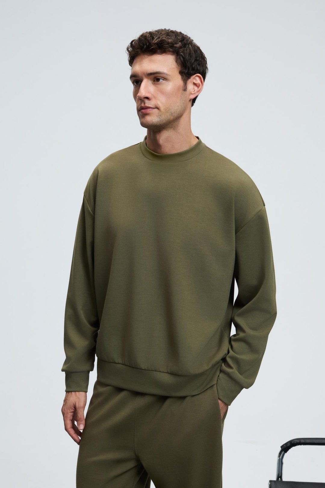 VIENTO Erkek Bisiklet Yaka Uzun Kollu Regular Fit Haki Sweatshirt