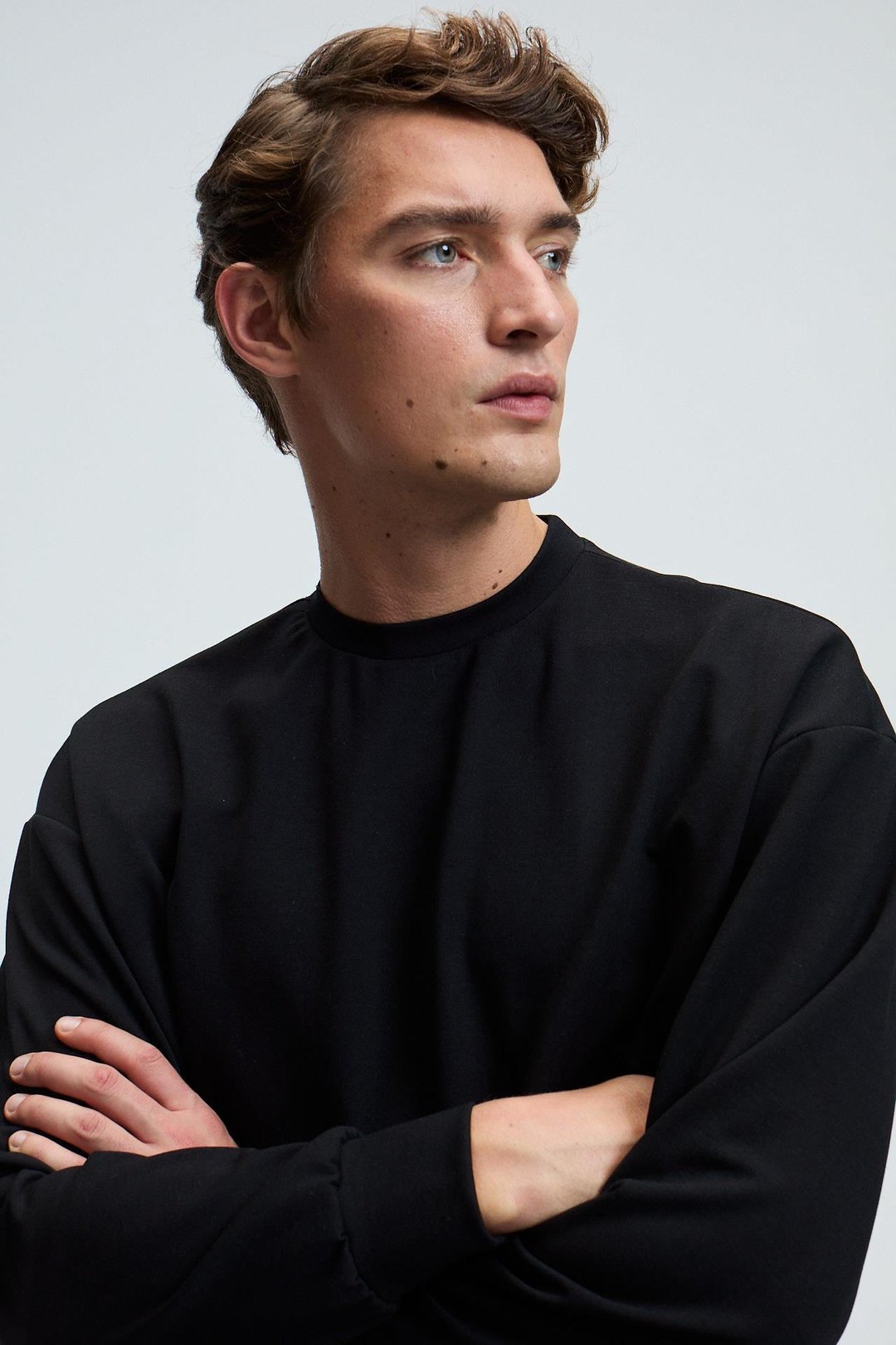 VIENTO Erkek Bisiklet Yaka Uzun Kollu Regular Fit Siyah Sweatshirt