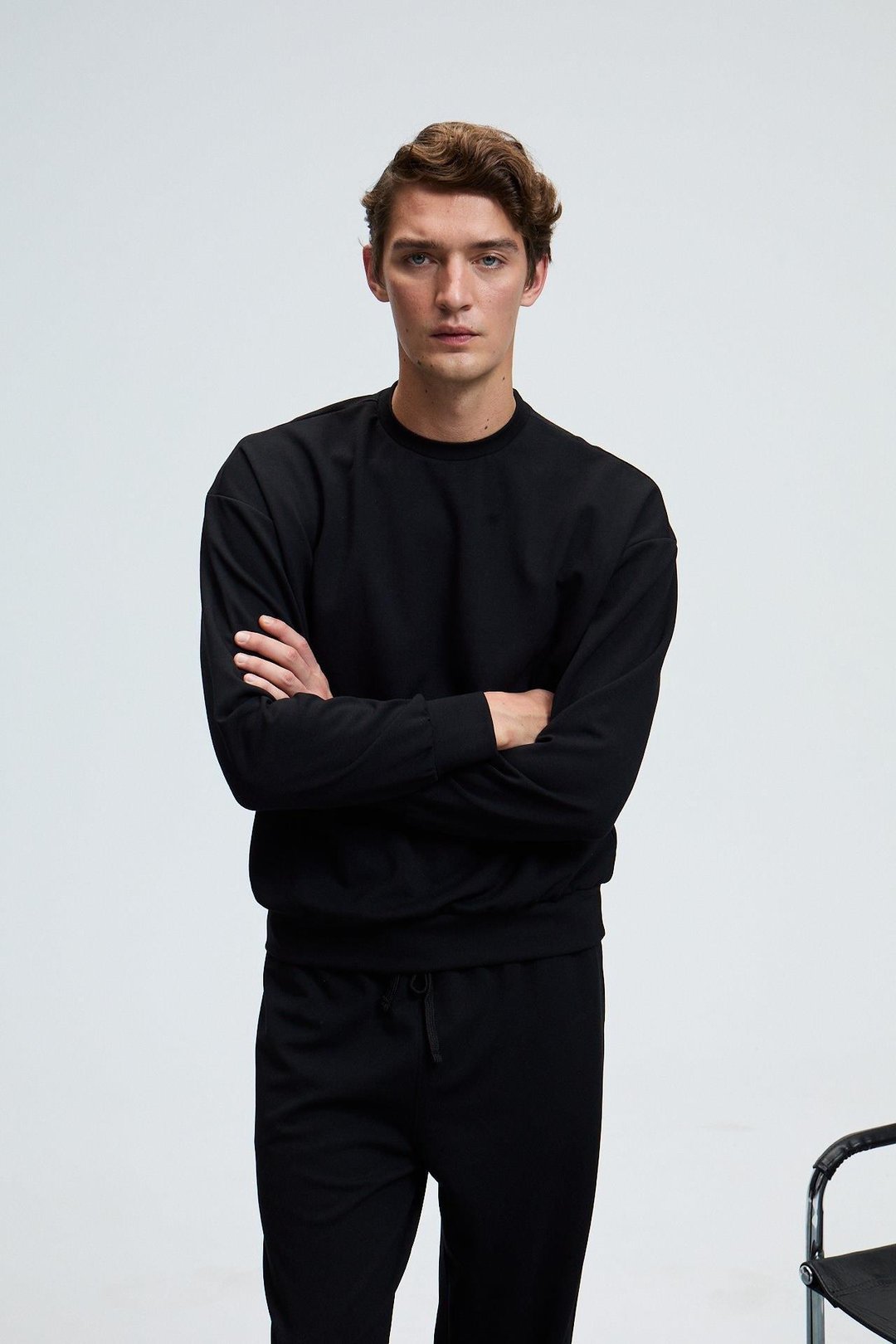 VIENTO Erkek Bisiklet Yaka Uzun Kollu Regular Fit Siyah Sweatshirt