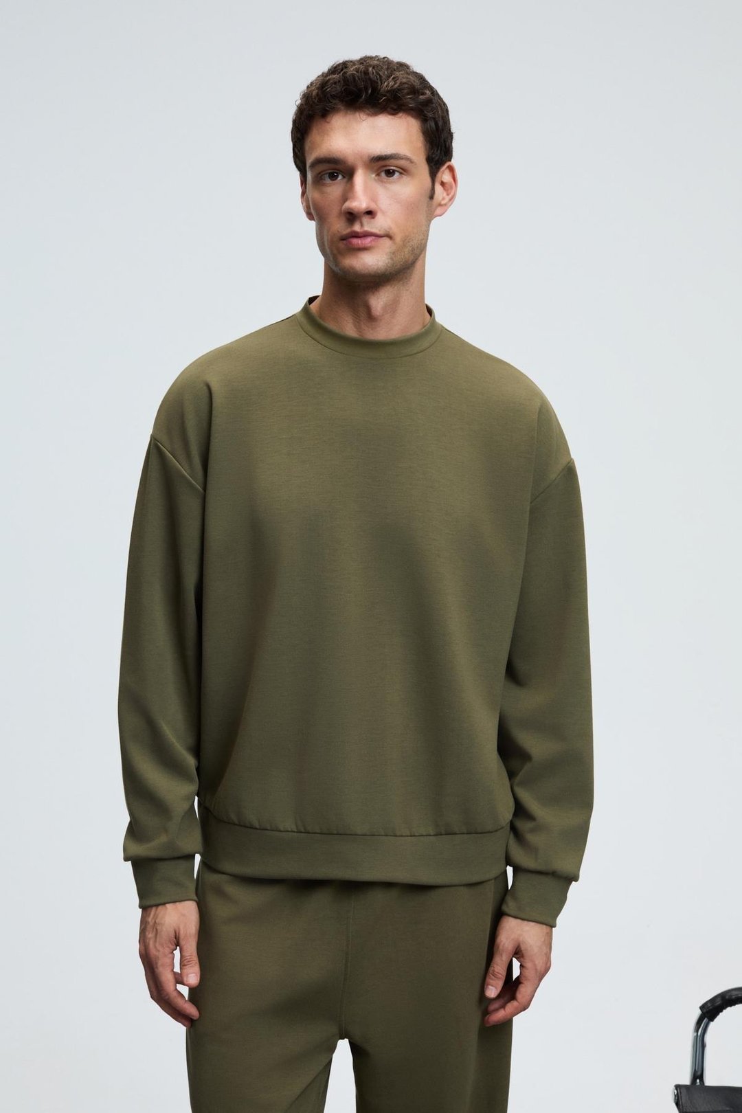 VIENTO Erkek Bisiklet Yaka Uzun Kollu Regular Fit Haki Sweatshirt