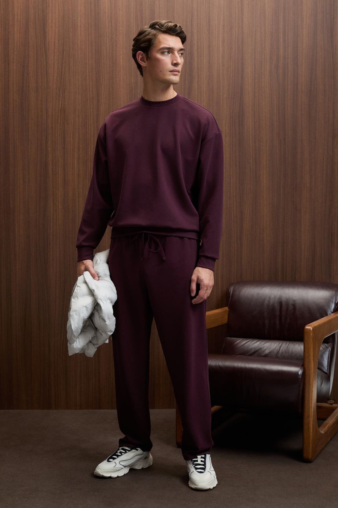 VIENTO Erkek Bisiklet Yaka Uzun Kollu Regular Fit Bordo Sweatshirt