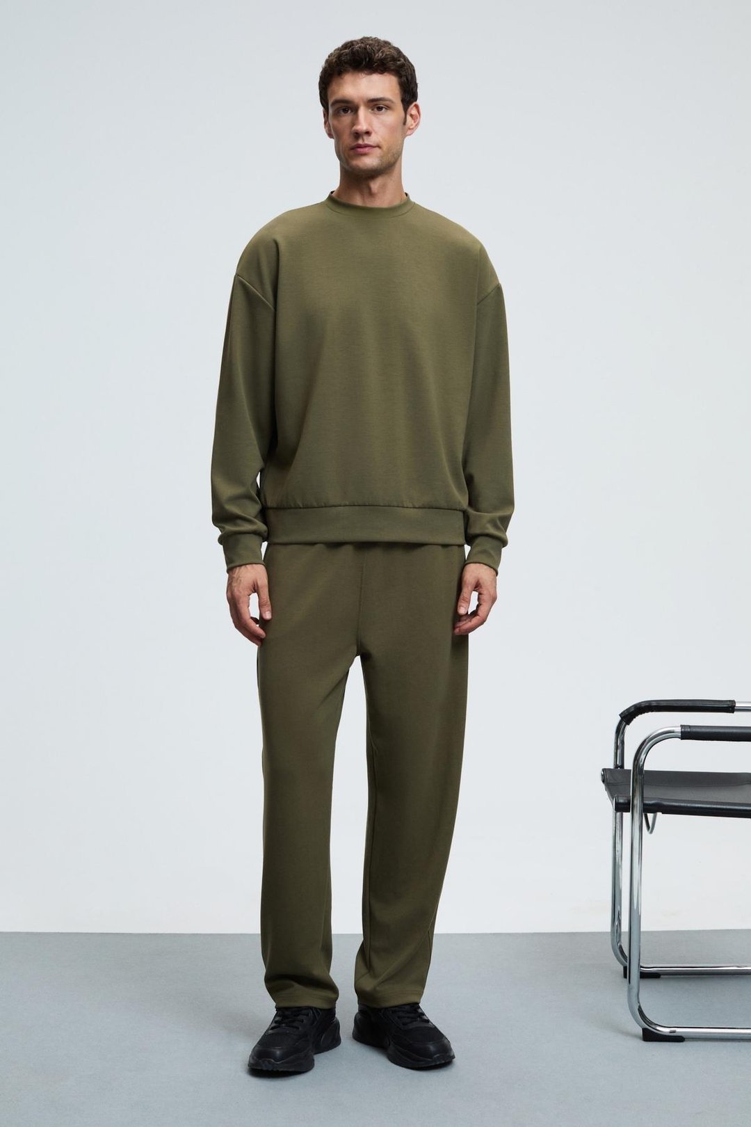 VIENTO Erkek Bisiklet Yaka Uzun Kollu Regular Fit Haki Sweatshirt