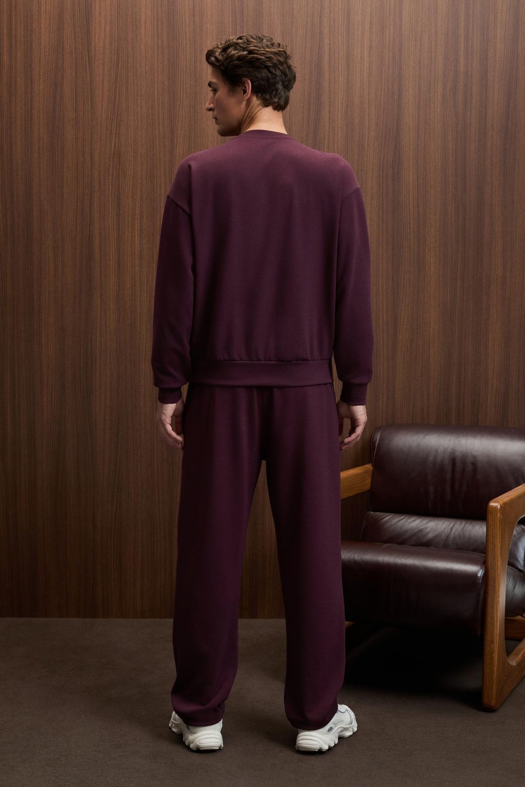 VIENTO Erkek Bisiklet Yaka Uzun Kollu Regular Fit Bordo Sweatshirt