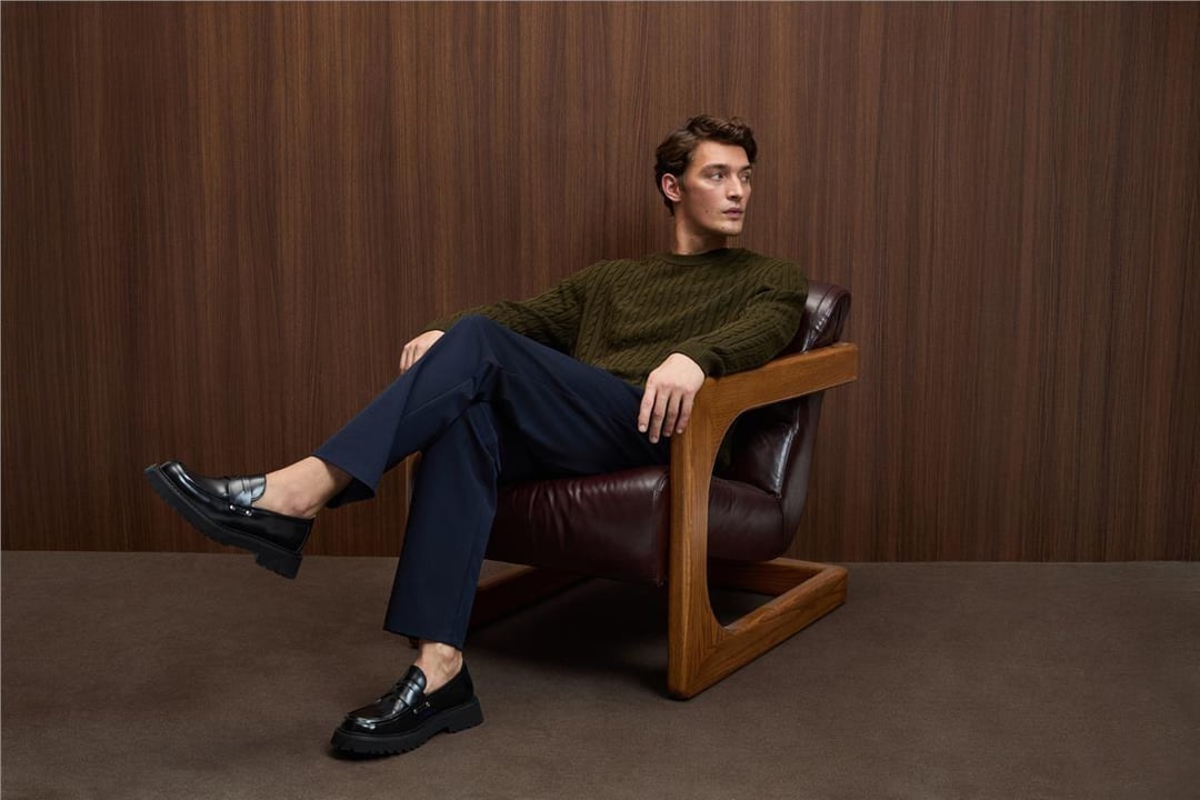 VINTLACE Erkek Yuvarlak Yaka Saç Örgü Desenli Regular Fit Triko Haki Kazak