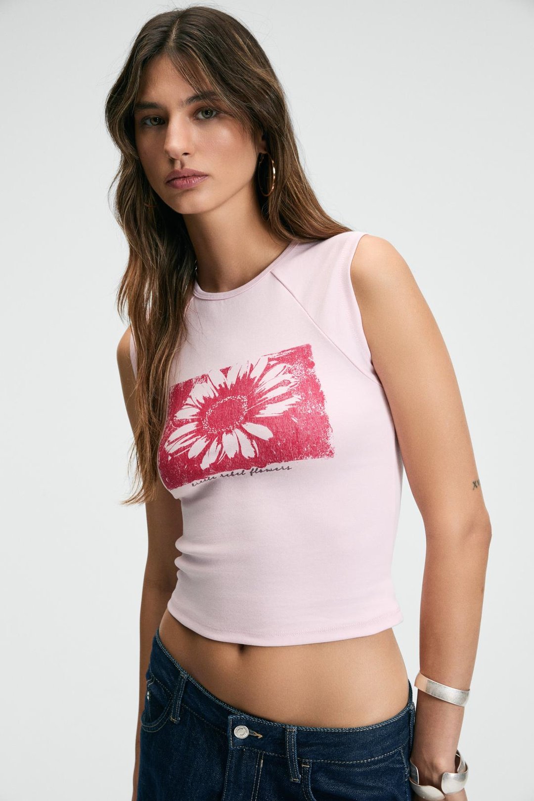 VIOZA Kadın Bisiklet Yaka Önü Baskılı Slim Pembe T-Shirt