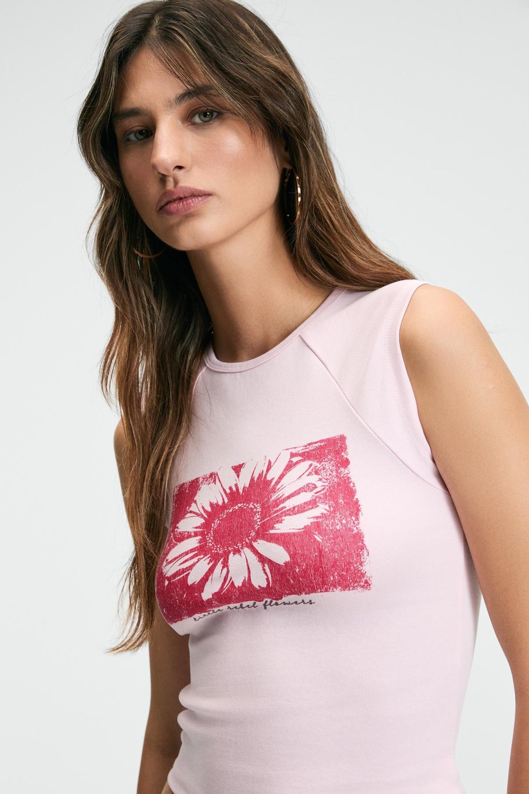 VIOZA Kadın Bisiklet Yaka Önü Baskılı Slim Pembe T-Shirt