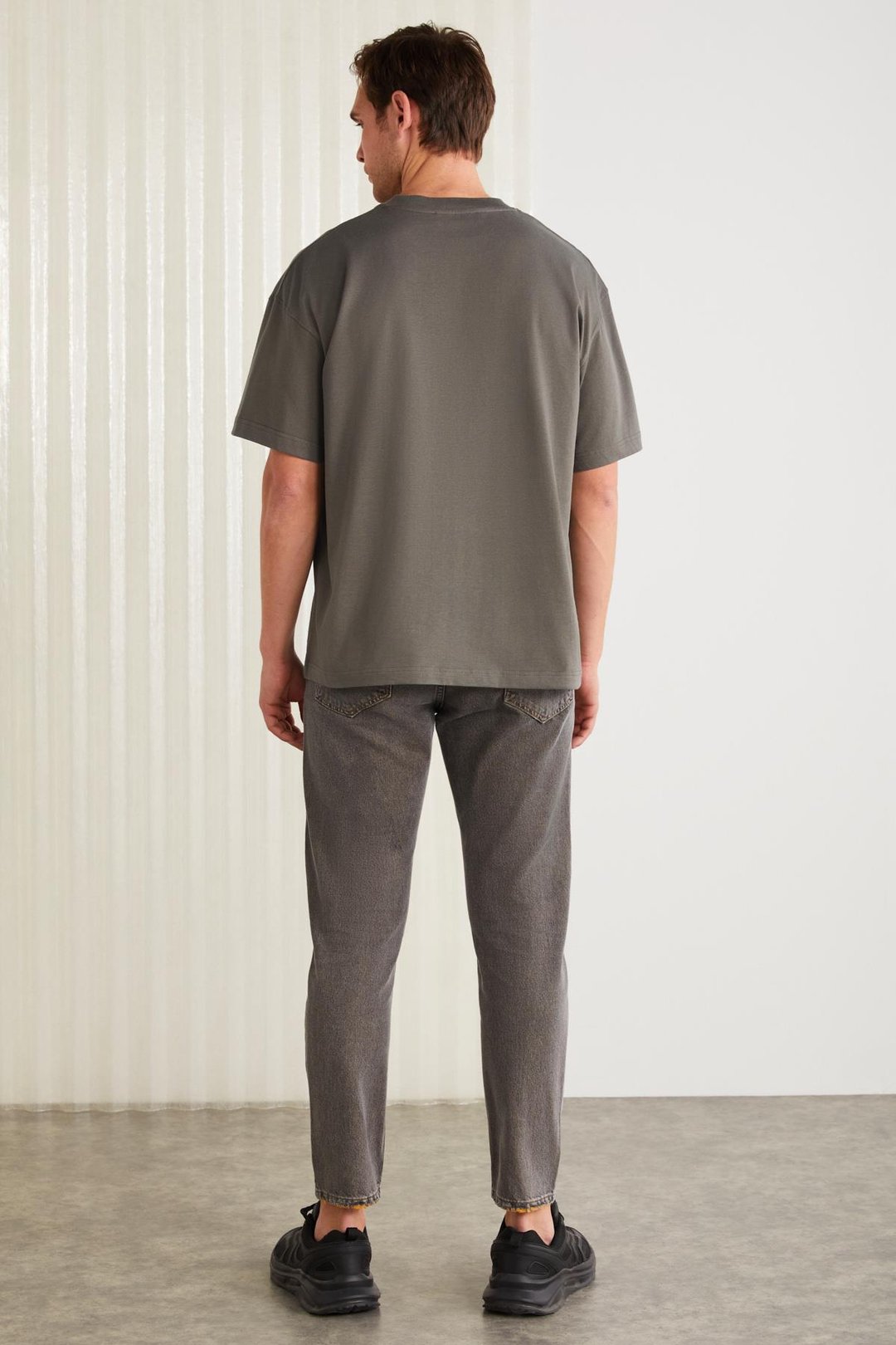 VITO Basic Oversize Gri Tekli T-Shirt