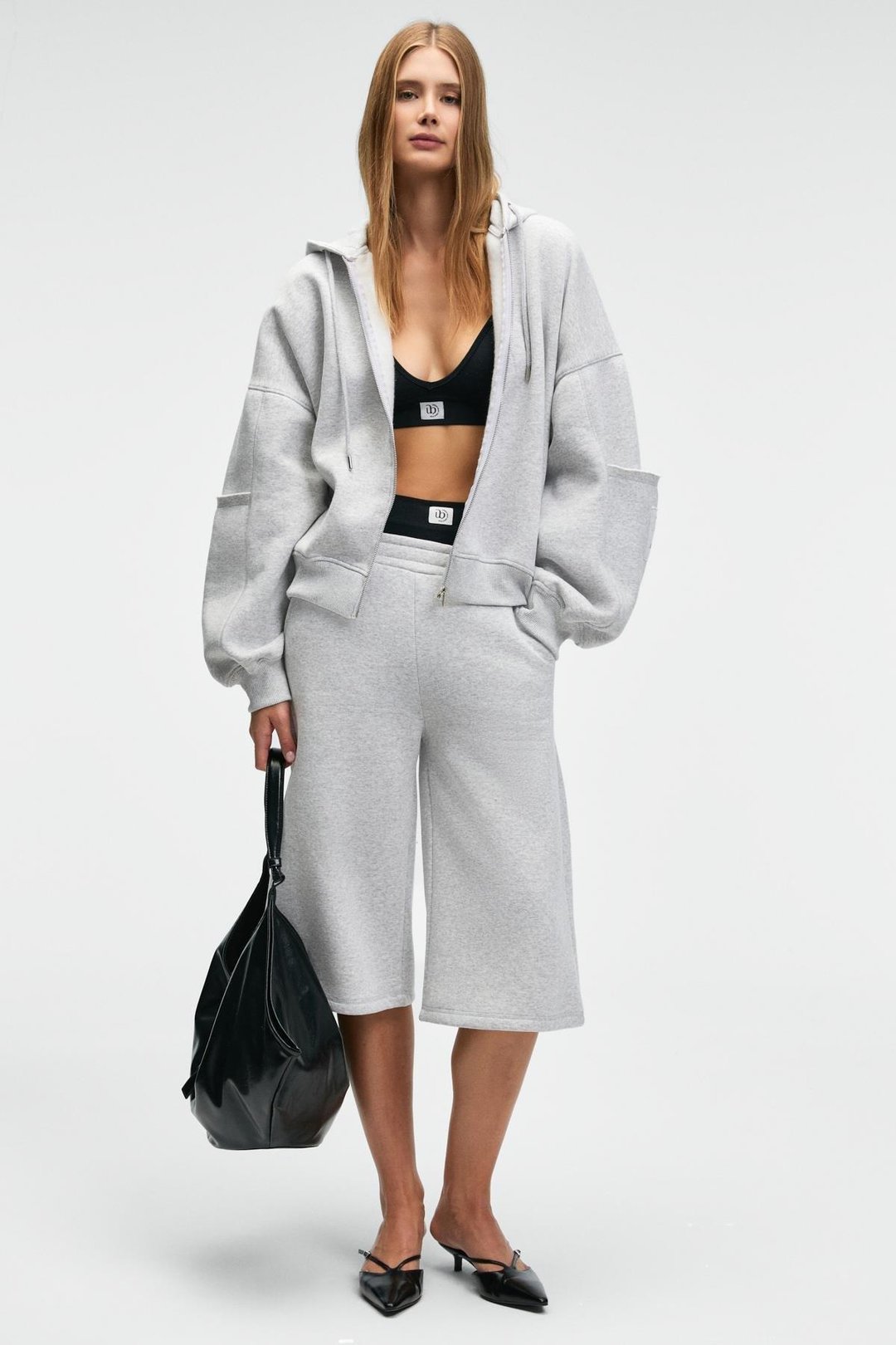 VIVIENNE Kadın Metal Fermuarlı Kapüşonlu Kolda Süs Etiket Ve Cep Detaylı Grimelanj Sweatshirt