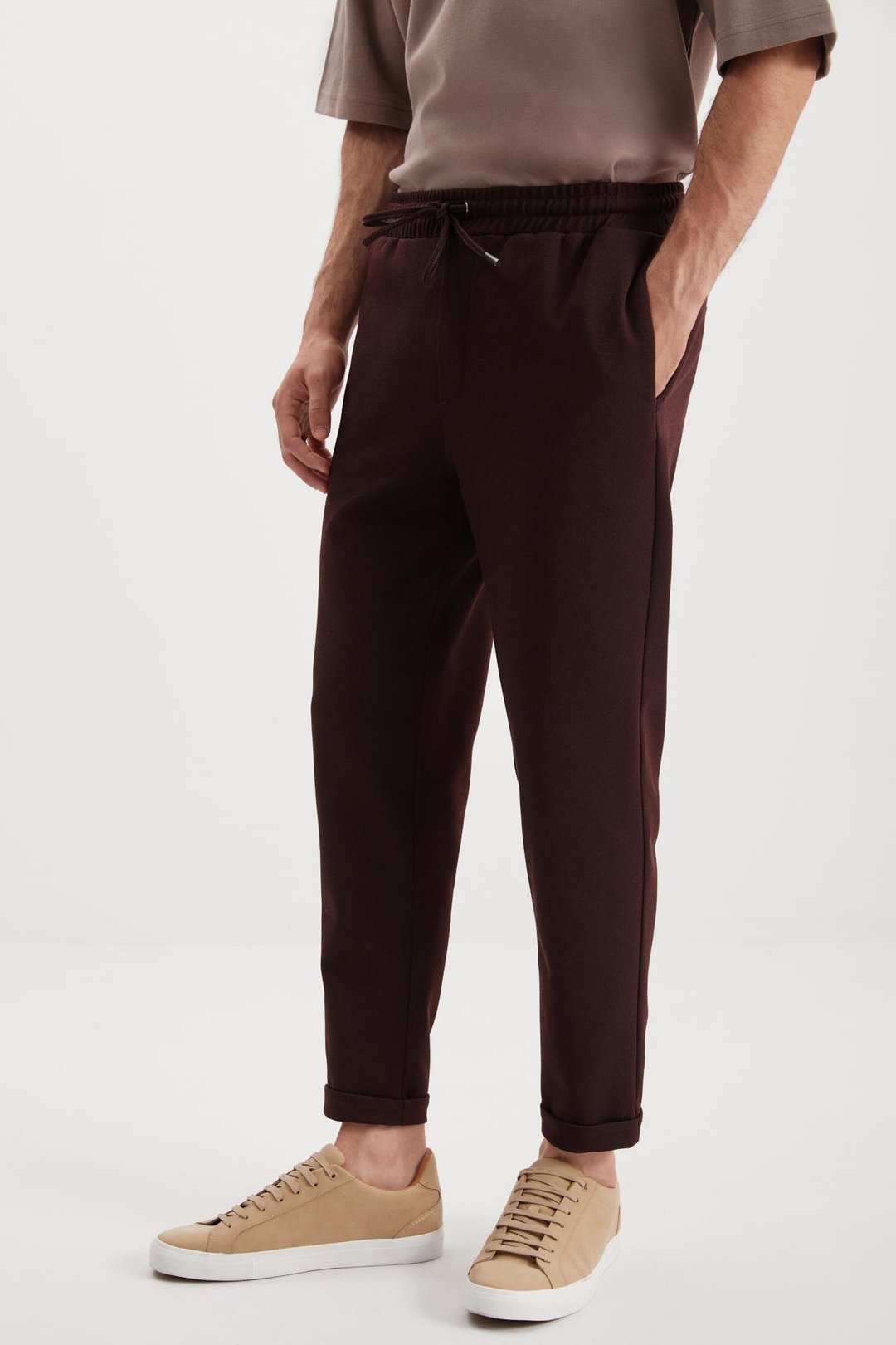 WALSH Erkek Regular Bordo Tekli Pantolon