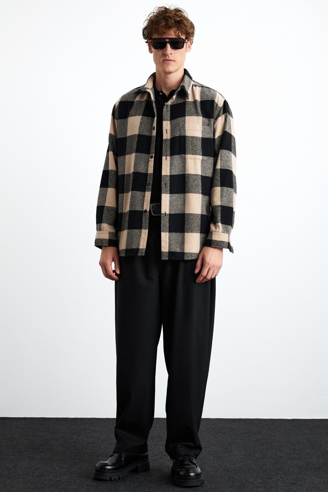 WILDY Erkek Pamuk-Polyester Gömlek Yaka Relaxed Bej Gömlek