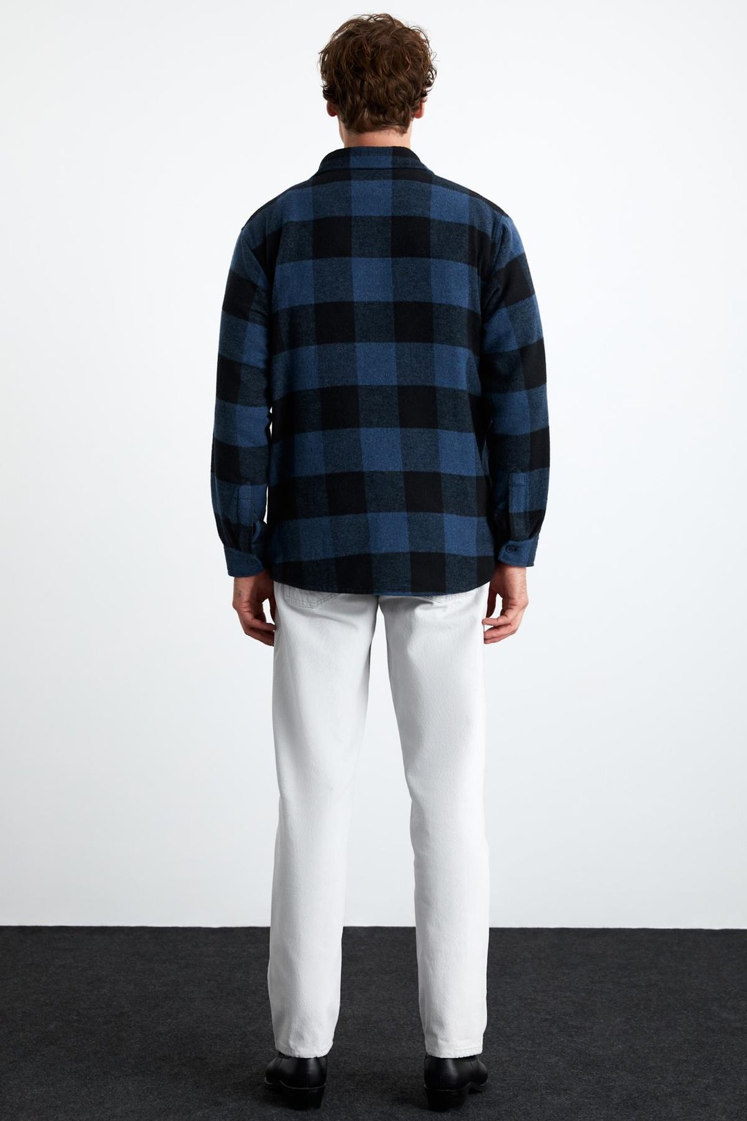 Wıldy Erkek Relaxed Fit Kareli Oduncu Gömlek Yaka Düğmeli Mavi Gömlek