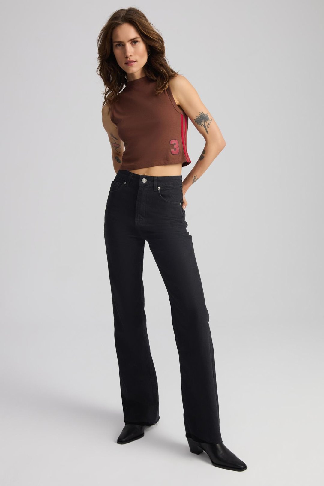 YESLIN %100 Pamuk Kadın Kahverengi T-Shirt