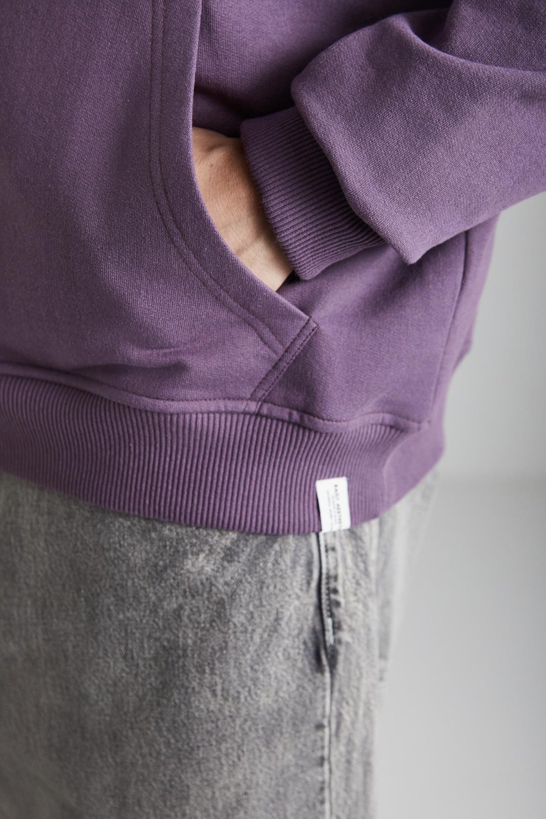 YOKOHAMA Erkek İçi Polarlı Yumuşacık Regular Kanguru Cepli Kapüşonlu Mor Sweatshirt