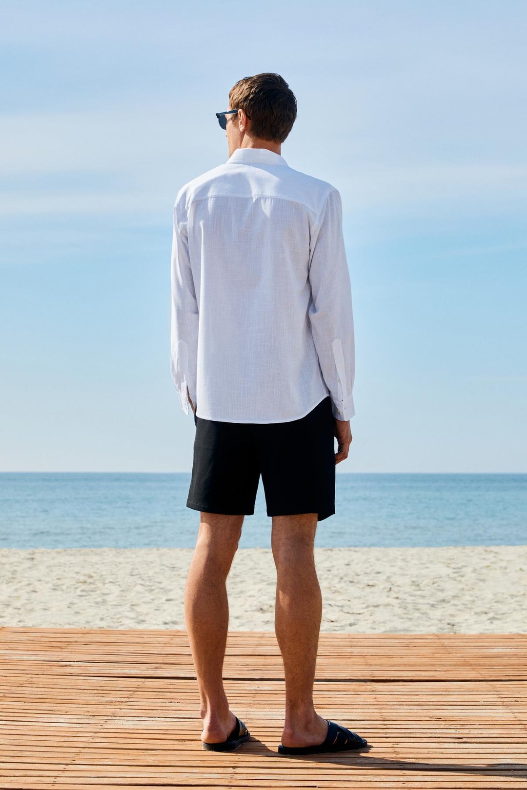 YORDI Erkek Gömlek Yaka Manşetli Flamlı Oxford Kumaş Regular Fit Beyaz Gömlek