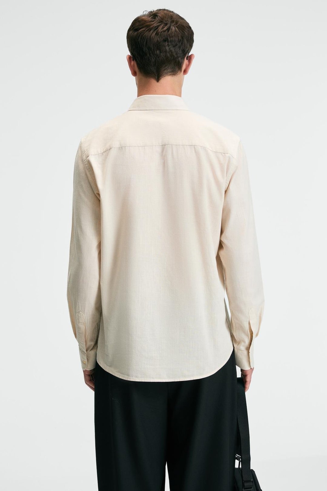 YORDI Erkek Gömlek Yaka Manşetli Flamlı Oxford Kumaş Regular Fit Krem Gömlek