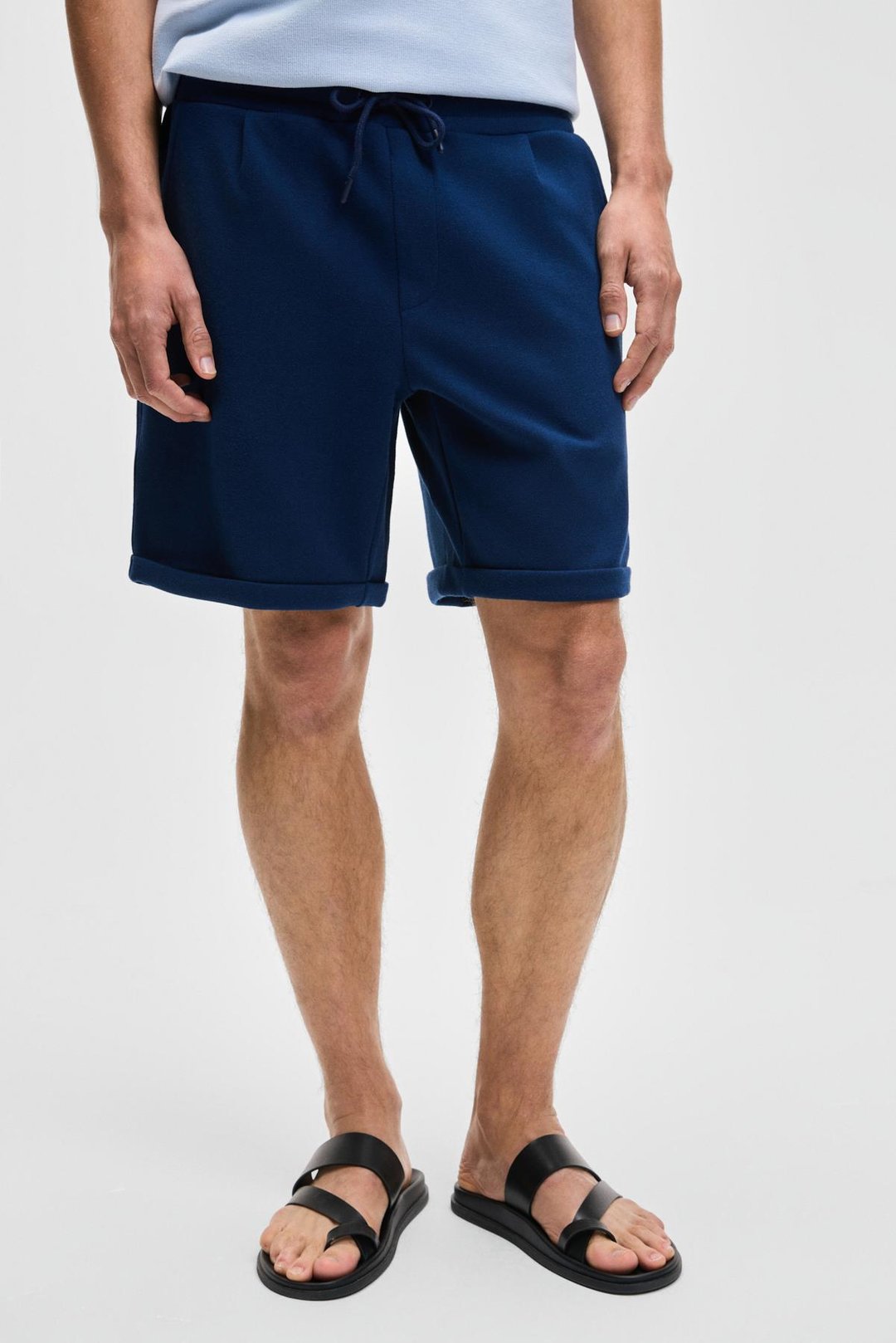 YOURI Erkek Beli Lastikli Arka Tek Cepli Relaxed Fit Lacivert Şort