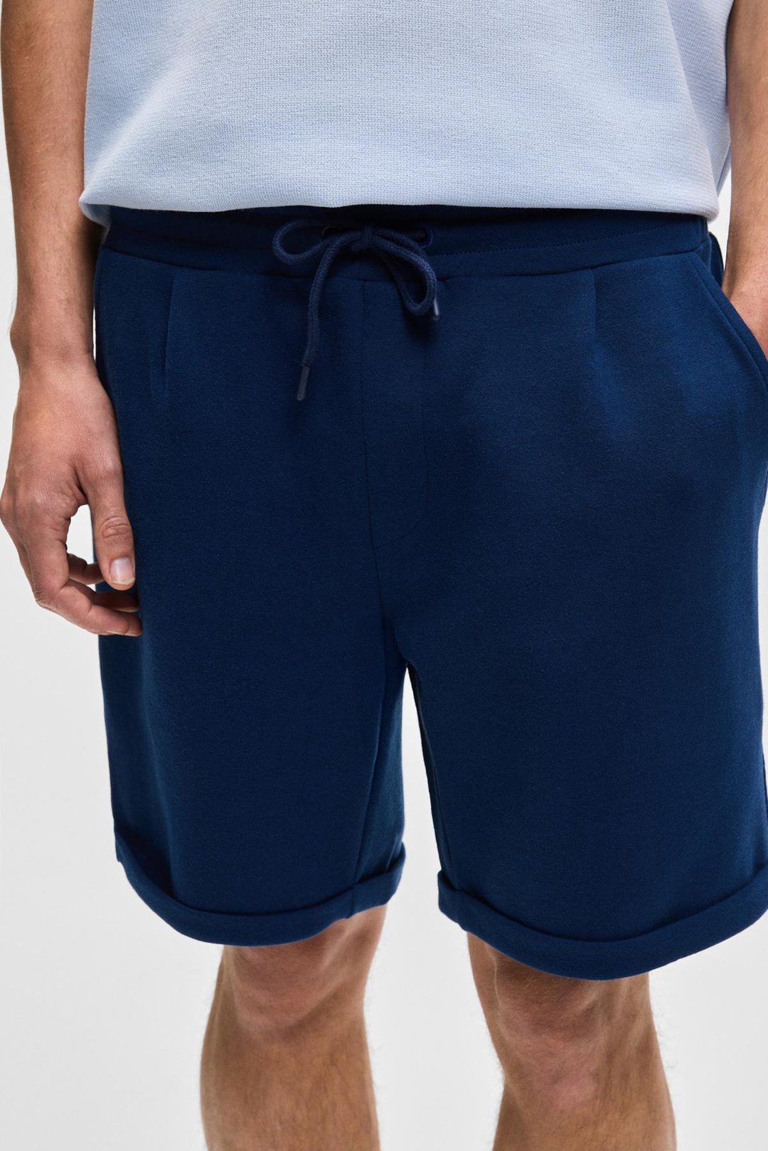 YOURI Erkek Beli Lastikli Arka Tek Cepli Relaxed Fit Lacivert Şort