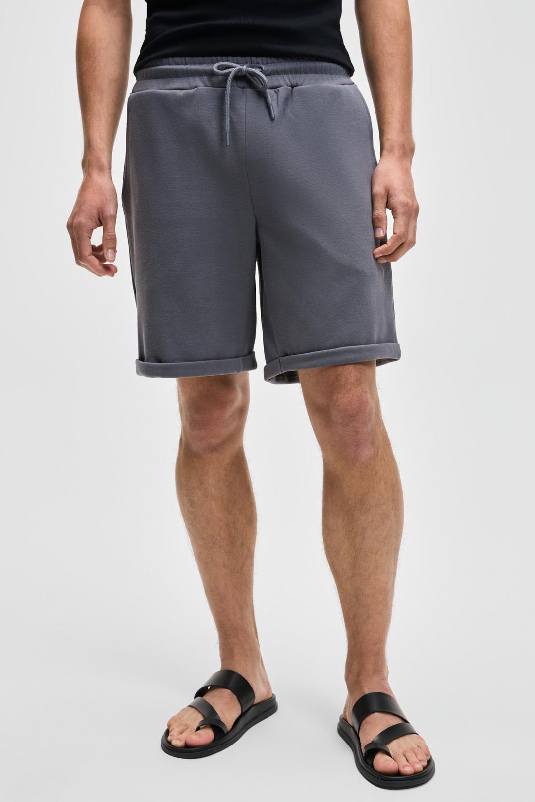 YOURI Erkek Beli Lastikli Arka Tek Cepli Relaxed Fit Gri Şort