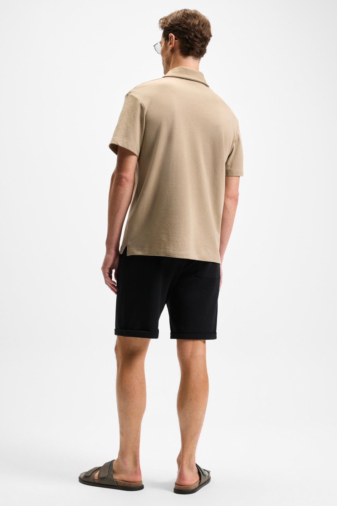 YOURI Erkek Beli Lastikli Arka Tek Cepli Relaxed Fit Siyah Şort