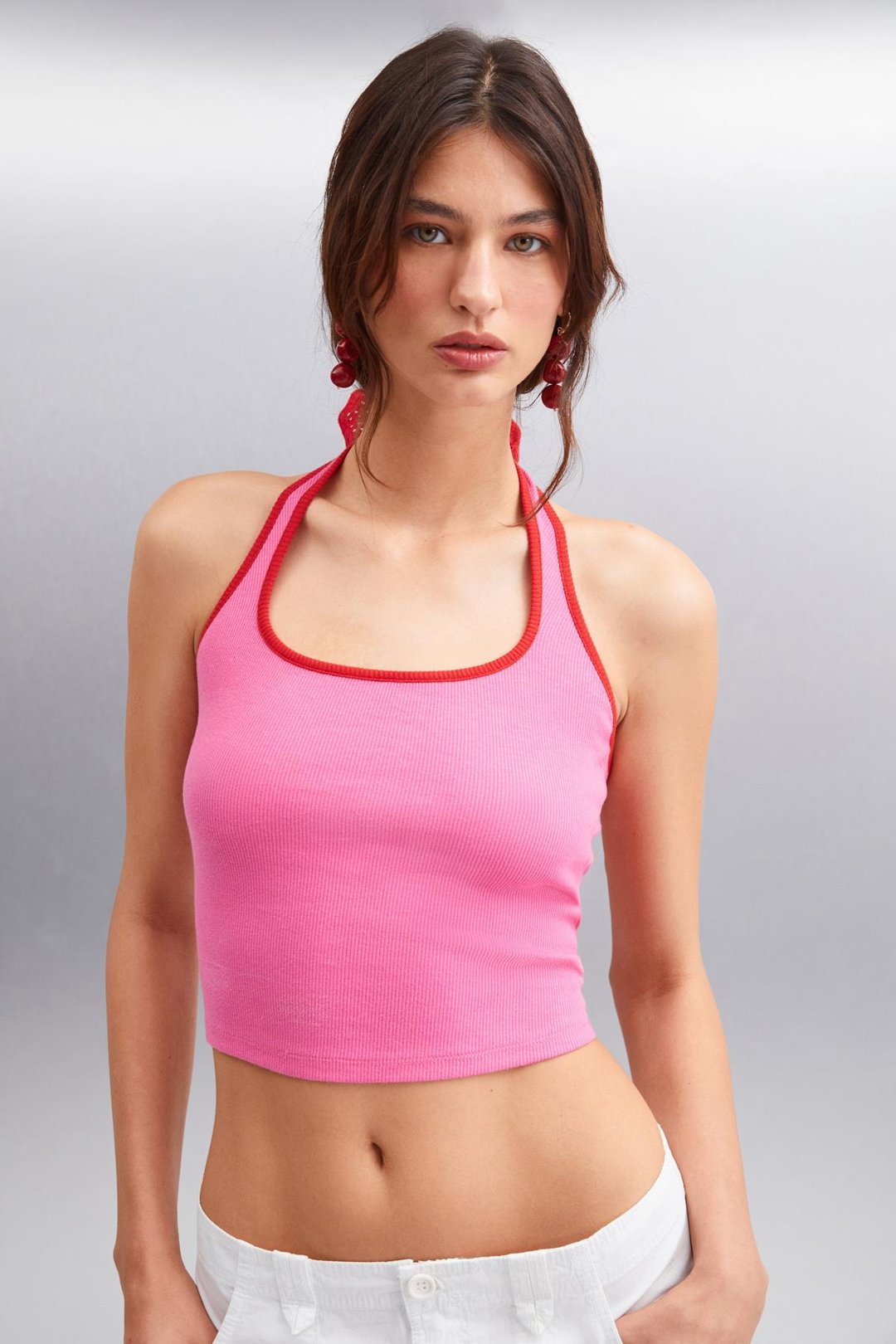 YSABELLA Crop Crop Pembe Tekli Bluz