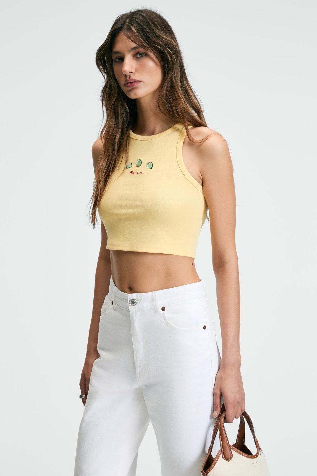 YUMENSA Kadın Bisiklet Yaka Kolsuz Önü Nakışlı Sarı Atlet