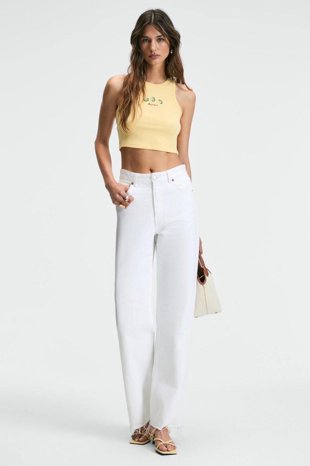 YUMENSA Kadın Bisiklet Yaka Kolsuz Önü Nakışlı Sarı Atlet