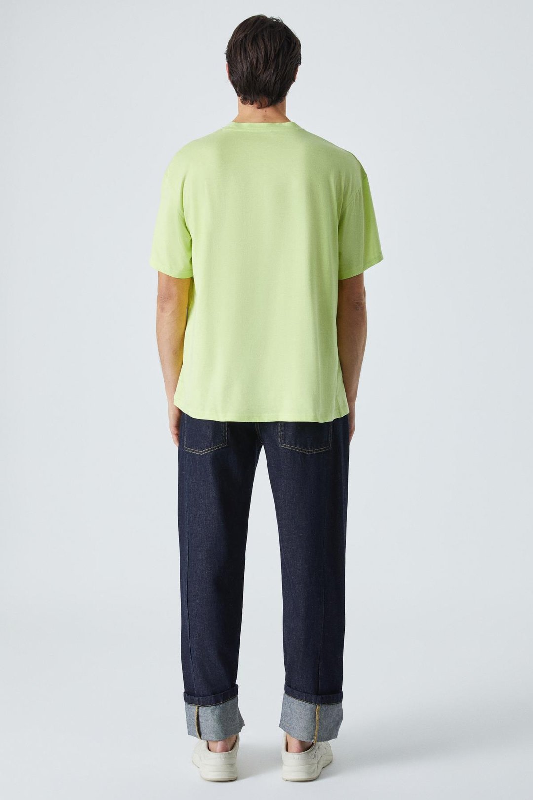 YUMMY Erkek Bisiklet Yaka Baskı Detaylı %100 Organik Pamuk Kısa Kol Açık Yeşil T-Shirt