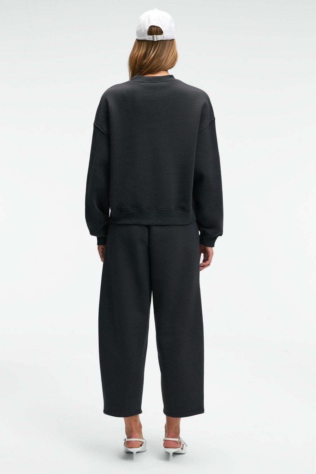 YUVESSA Kadın Oversize Kordonlu Çift Cepli Balon Antrasit Eşofman Altı