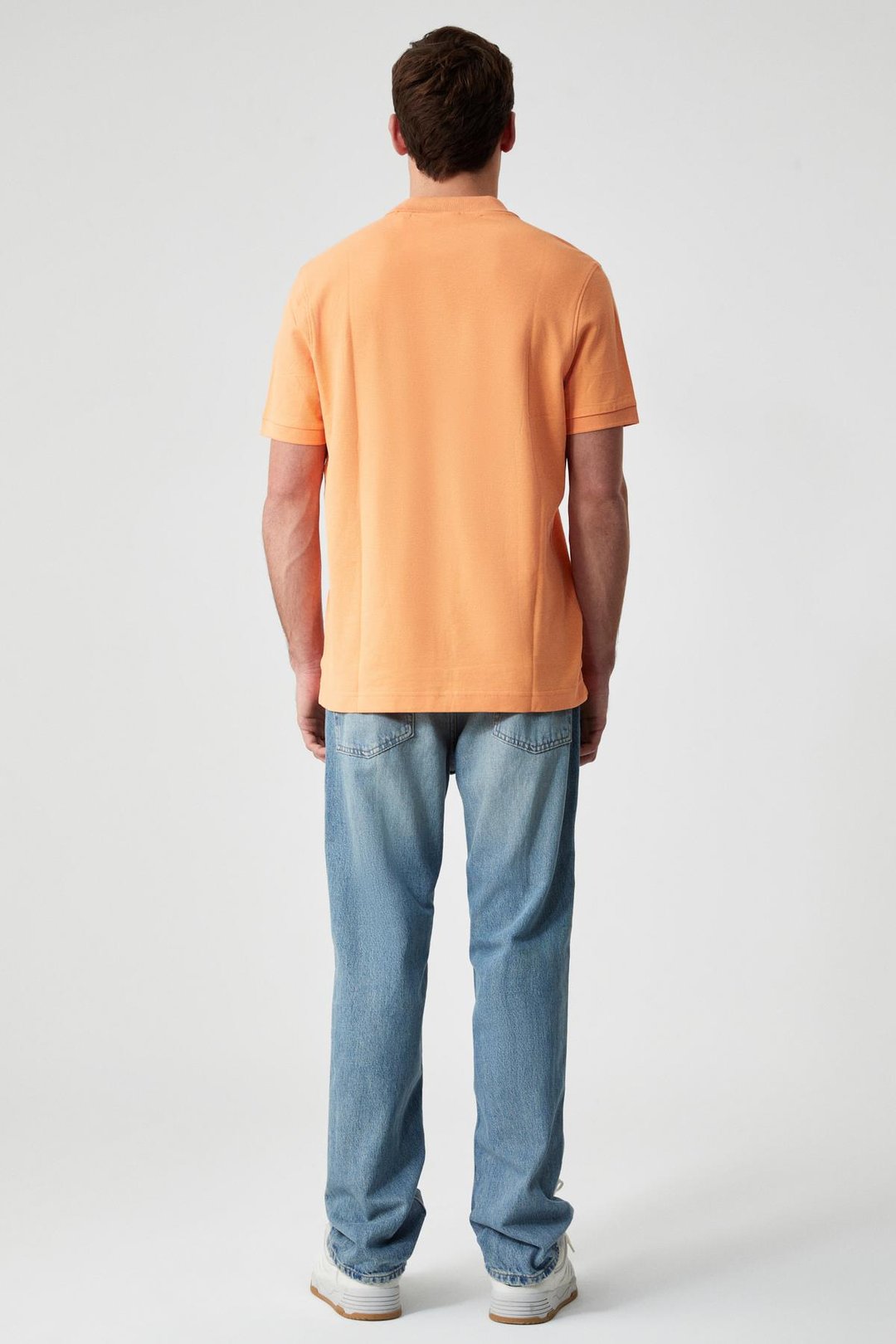 ZEKE Erkek Polo Yaka Relaxed Fit Patlı Düğmeli Kısa Kollu Turuncu T-Shirt